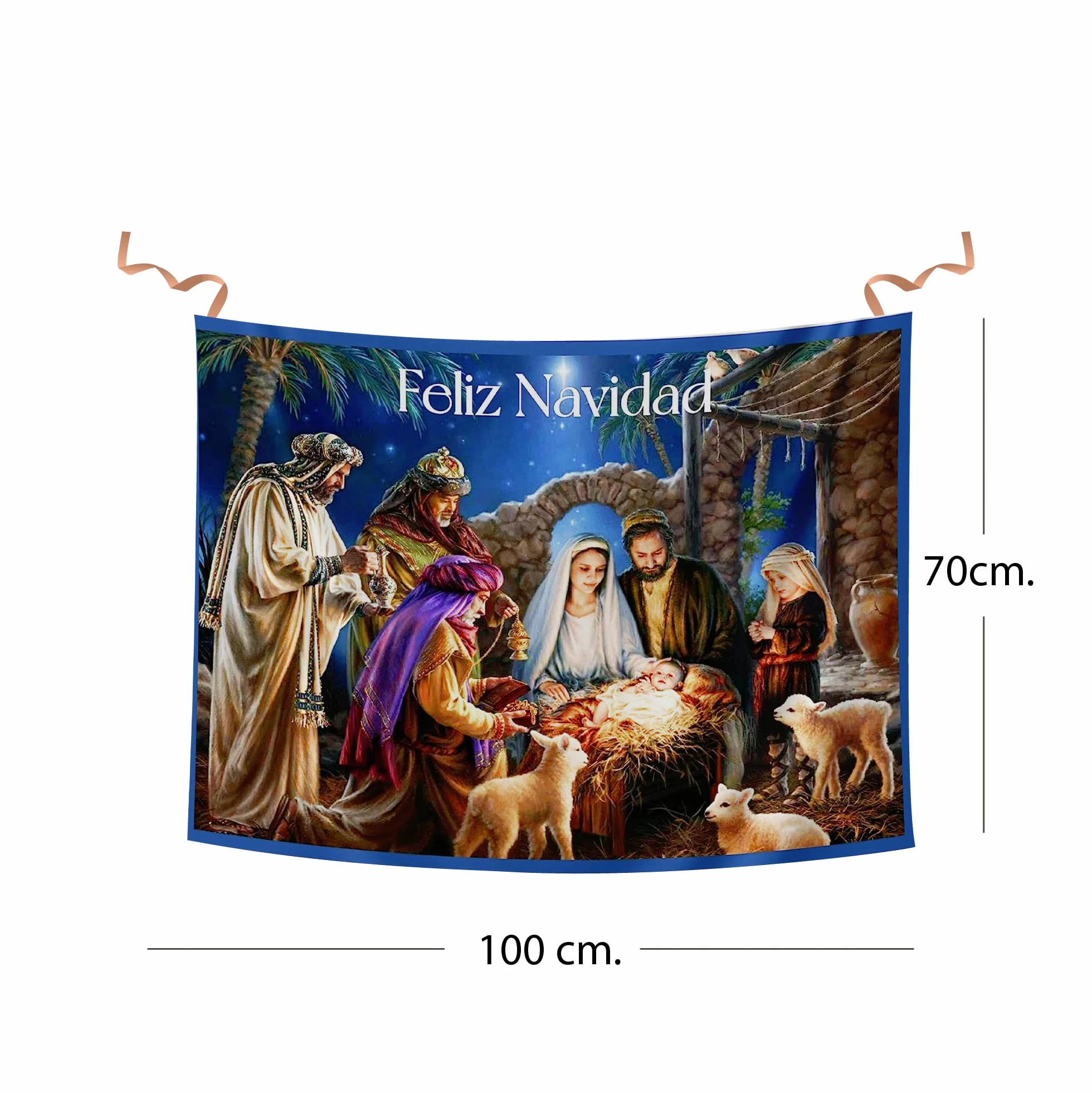 Balconera Navidad El niño Dios ha nacido Decoración navideña colgadura religiosa niño Jesús tela 100x70 cm