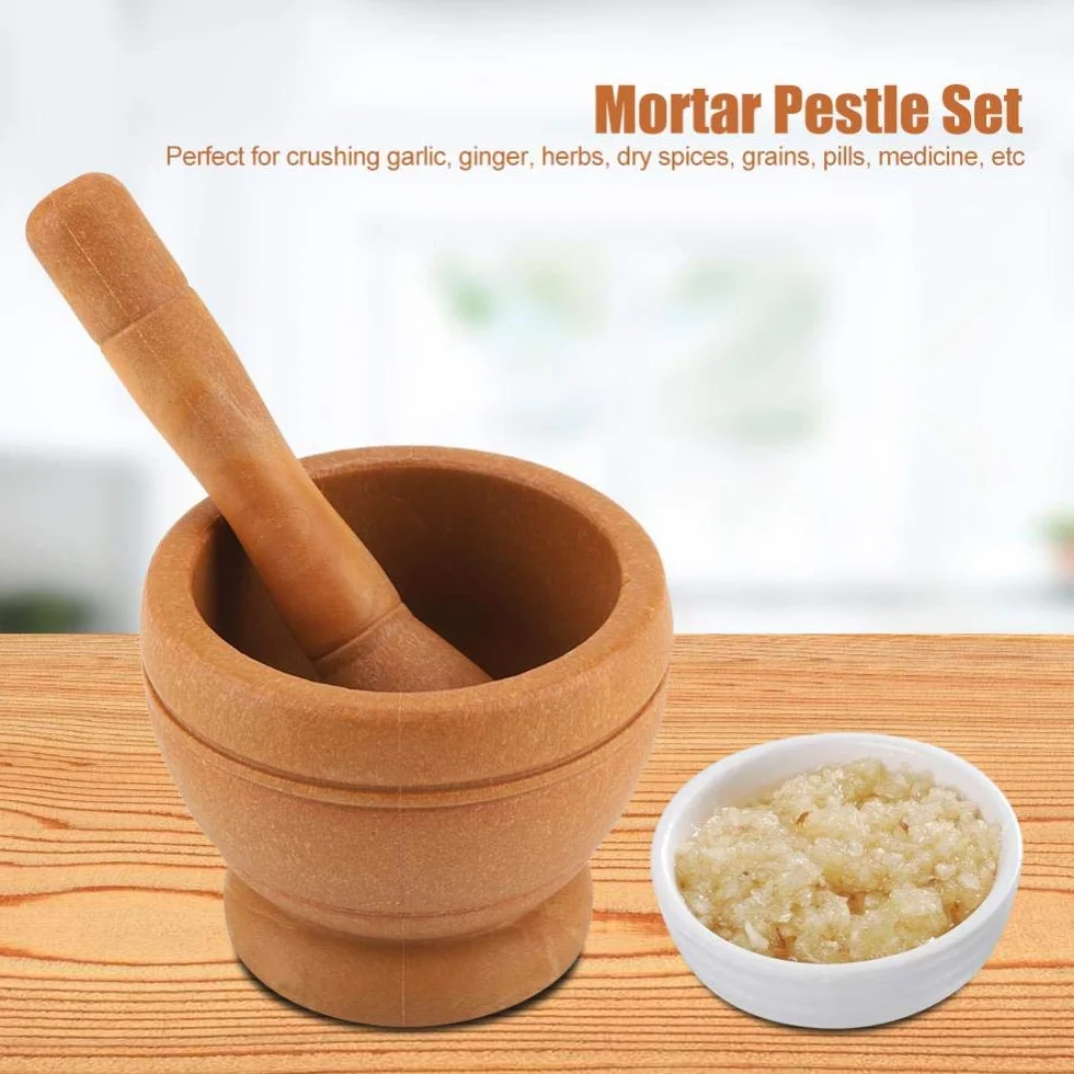 Mortero y maja de madera, mortero para especias, juego de morteros, mortero manual de cocina y maja para cocina