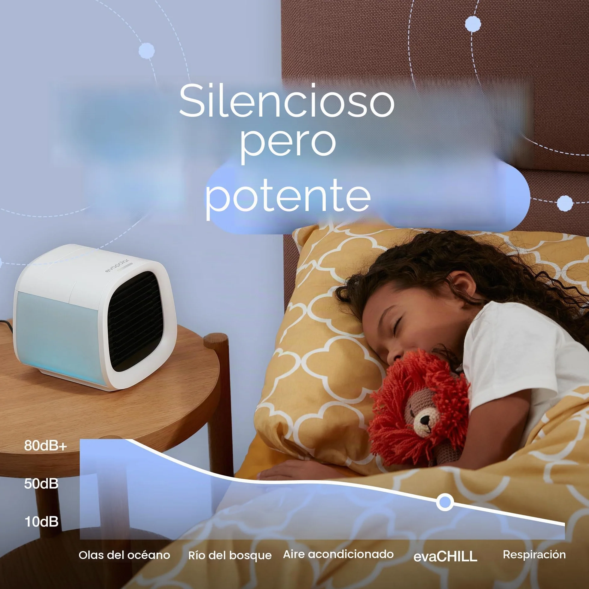 Evapolar Evachill Aire Acondicionado Portatil - Enfriador de Aire por Evaporación Personal y Humidificador - Ventilador Portatil Frio, Gris