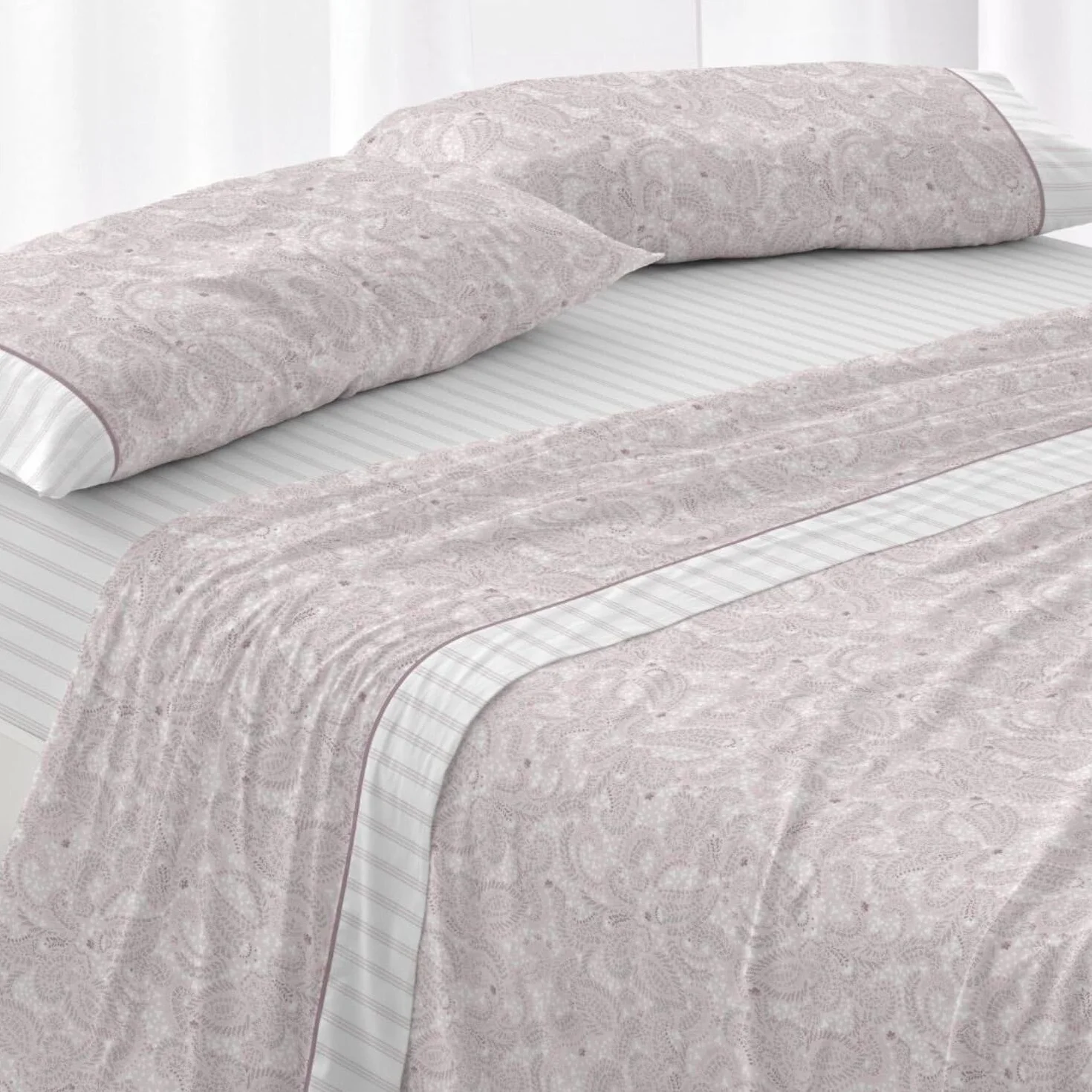 Burrito Blanco | Juego de Sábanas 100% Algodón Cama 150 Nude | 3 Piezas: Bajera, Encimera y Funda Almohada | 144 Hilos | Tacto Suave | Larga Duración