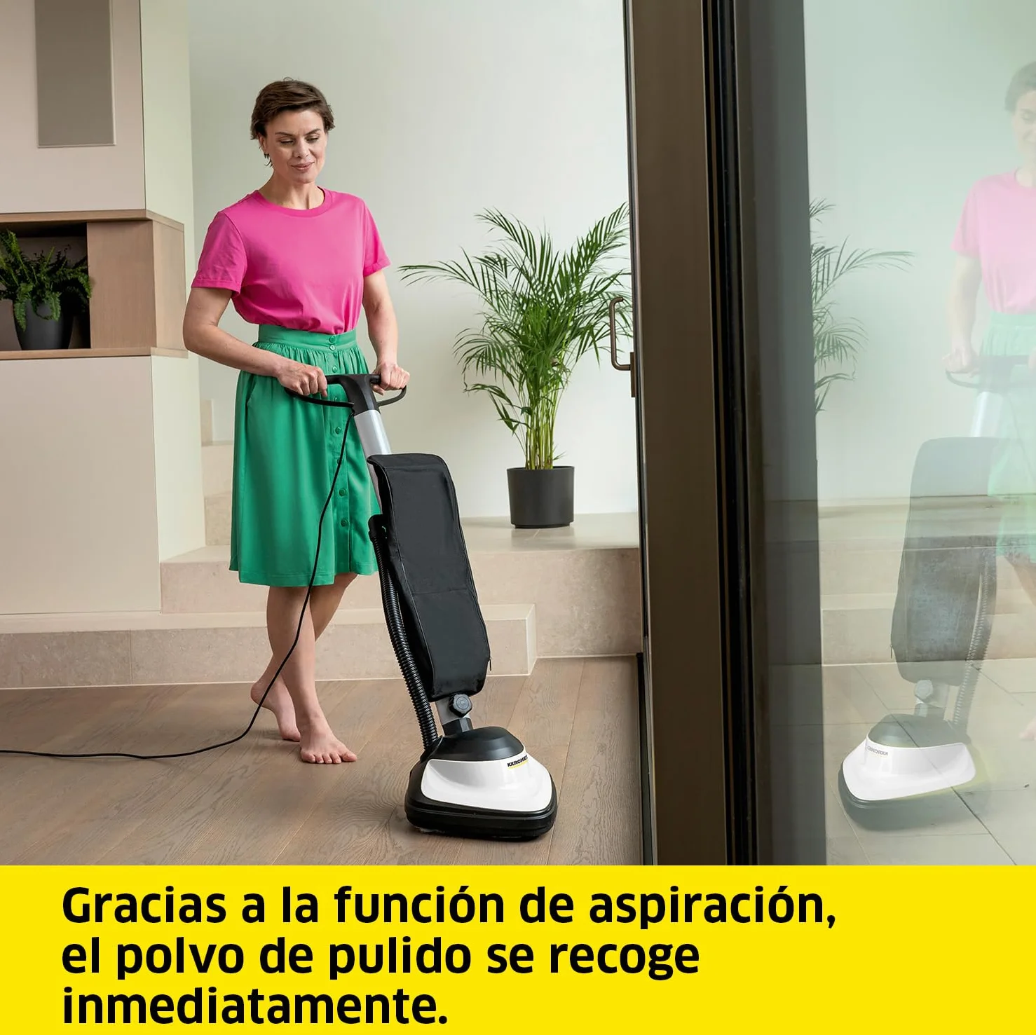 Kärcher Pulidora de suelos FP 303, pulidora de suelos con función de aspiración para pulir suelos duros, velocidad: 1000 rpm, potencia: 600 W, ancho: 29 cm, con cepillos de esponja y bolsa de filtro