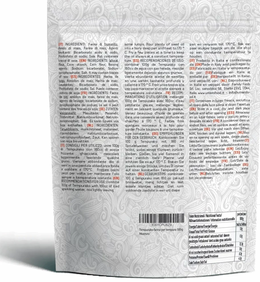 Umami Harina tempurako 500g - Made in Italy - Receta japonesa para fritos crujientes