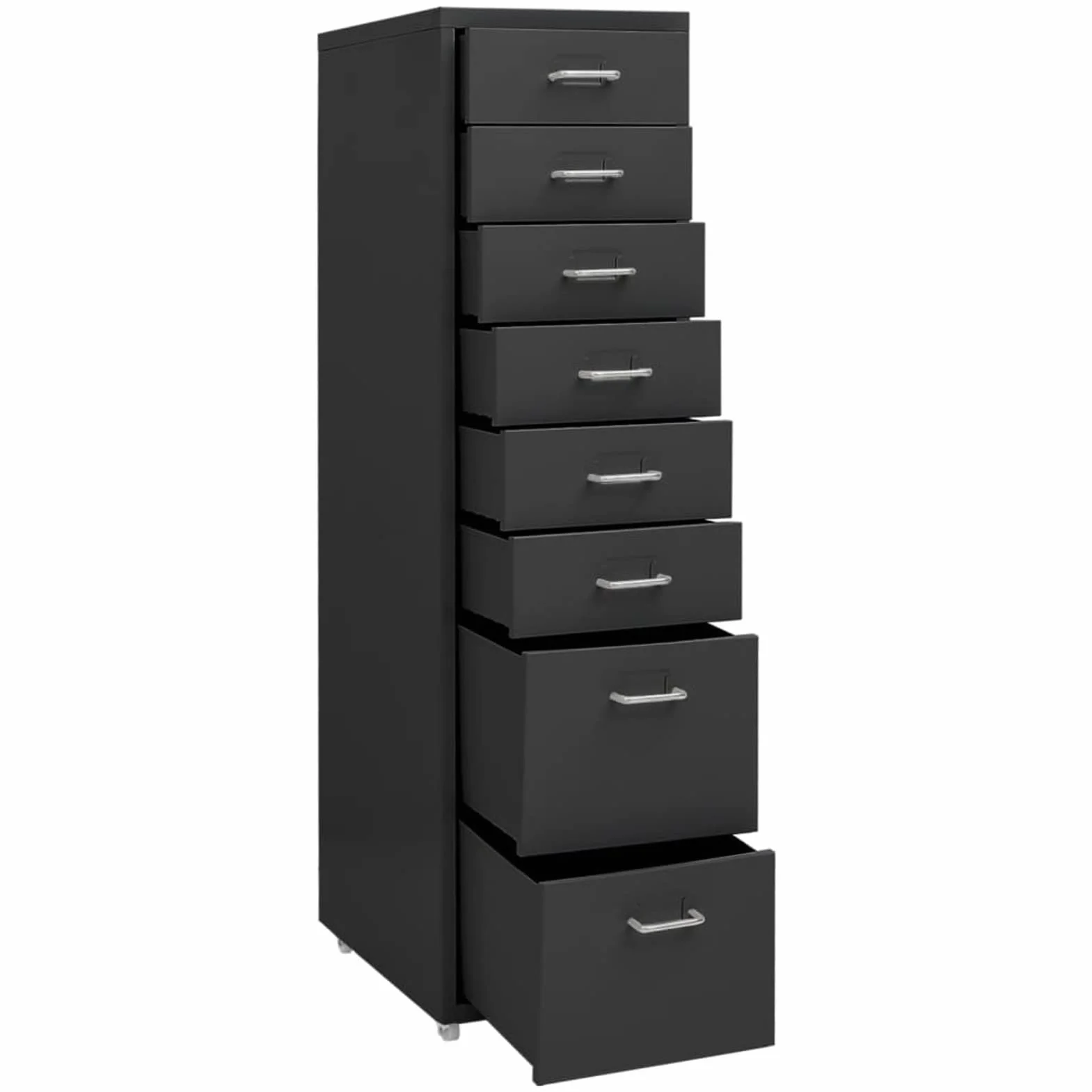 Festnight Cajonera con Ruedas, Armario Archivador con 8 Cajones y Cerradura,Archivador Oficina de Metal,Cajonera Oficina,Armario de Oficina 28 x 41 x 109 cm Gris Antracita
