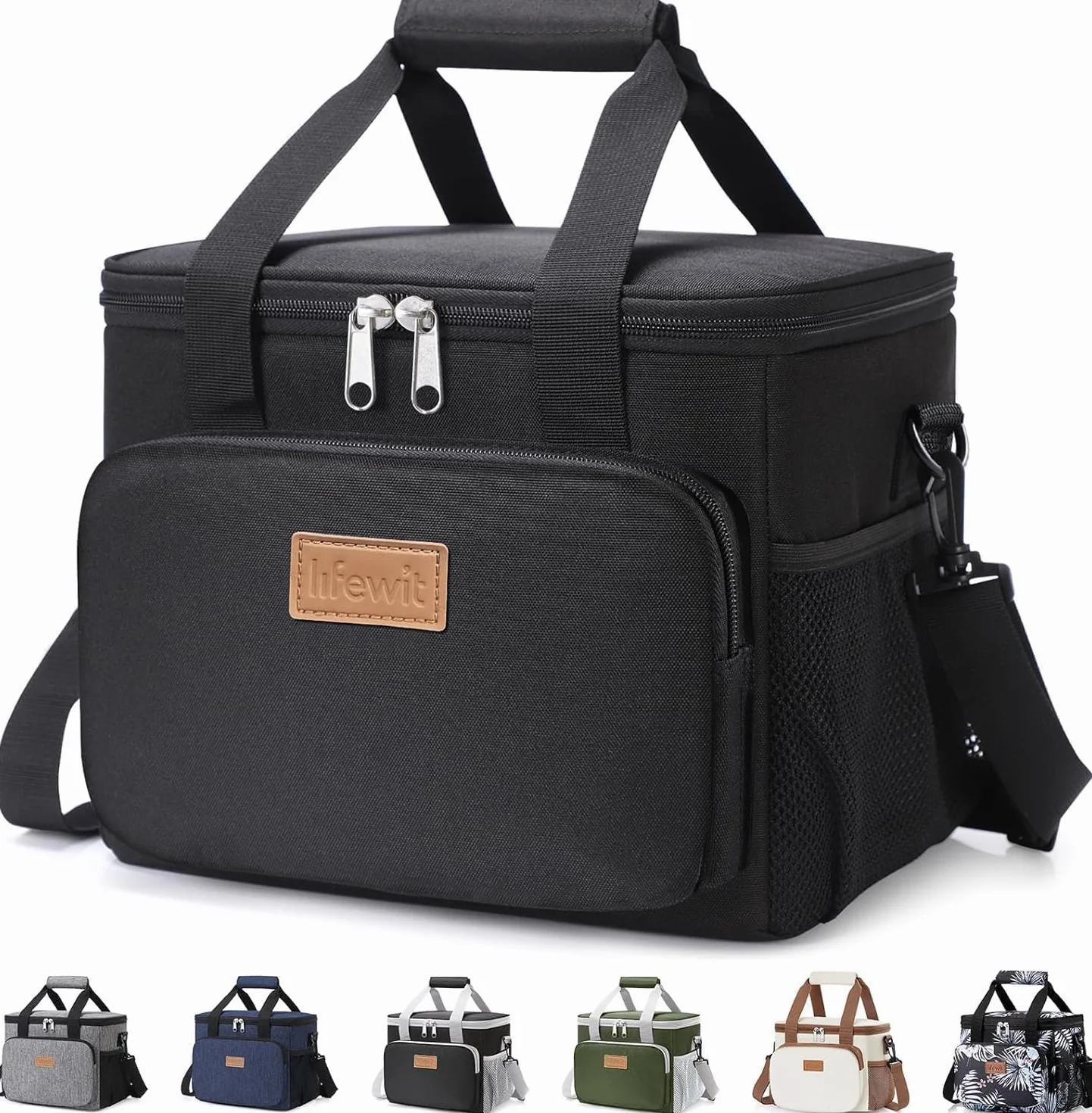 Lifewit Bolsa Termica Porta Alimentos 9L 12 Latas, Bolso Comida Trabajo Hombre Mujer, Lunch Bag Lonchera, Negro
