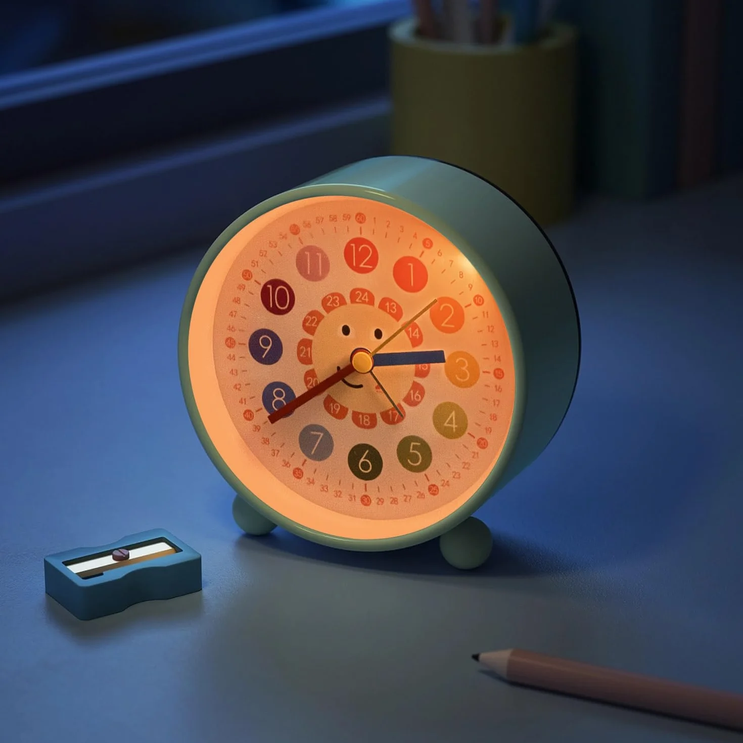 Reloj despertador analógico para niños con luz nocturna educativo