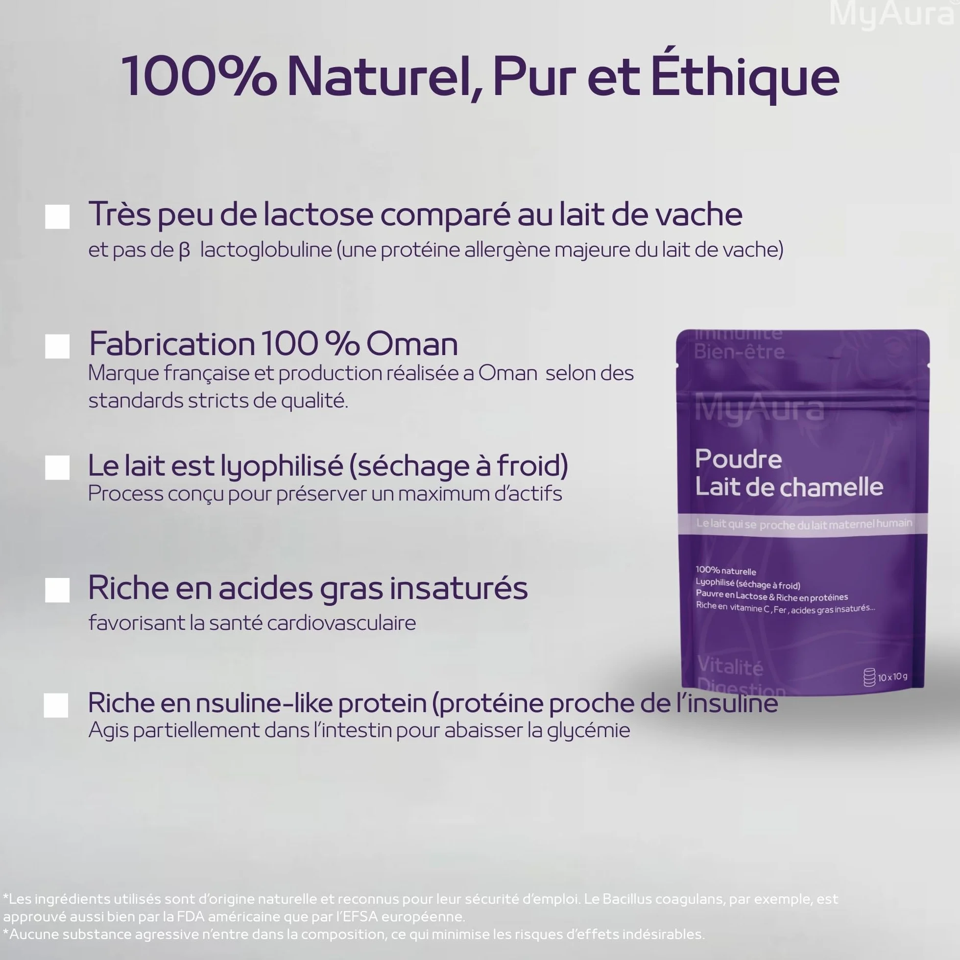 Leche de camello en polvo premium 100g - Marca francesa, rica en vitamina C y hierro