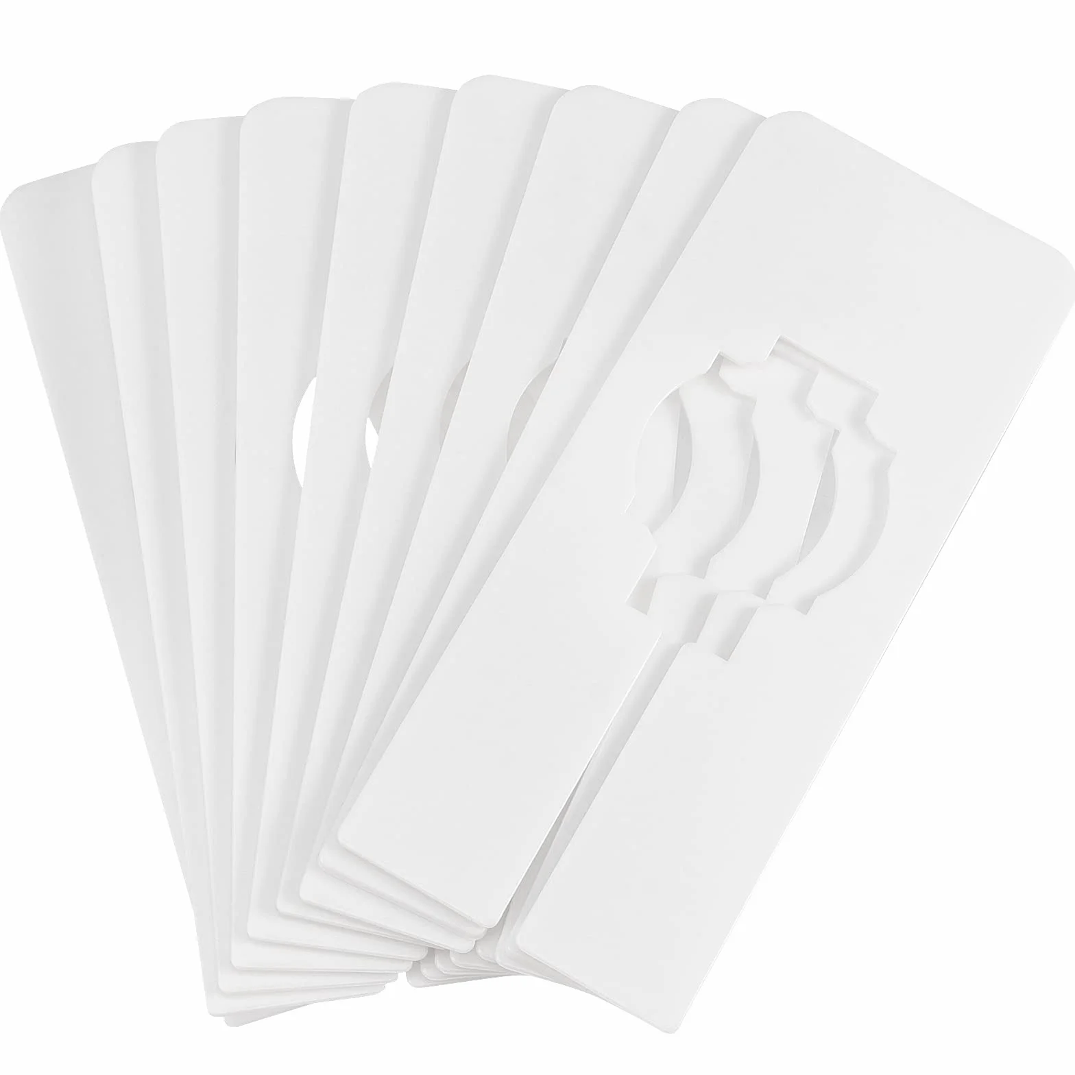 SINJEUN Paquete de 60 divisores rectangulares de plástico Blanco de 2 x 5 Pulgadas, separadores de tamaño de Estante de Ropa con 3 rotuladores, para Armario del hogar, Tiendas de Ropa