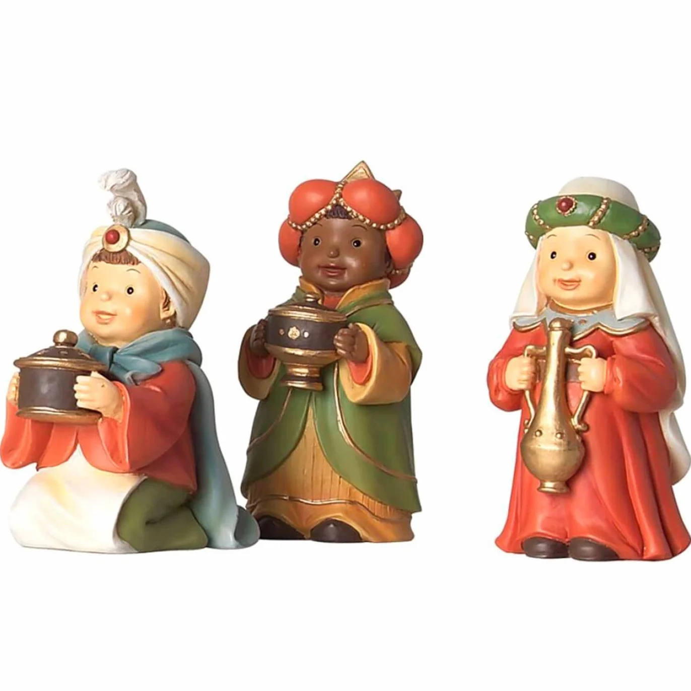 AC - Figuras 3 Reyes Magos Naïf para belén navideño, marmolina, Figuras Decorativas para Nacimiento, Pesebre, Navidad, Adorno Tradicional, 9 cm