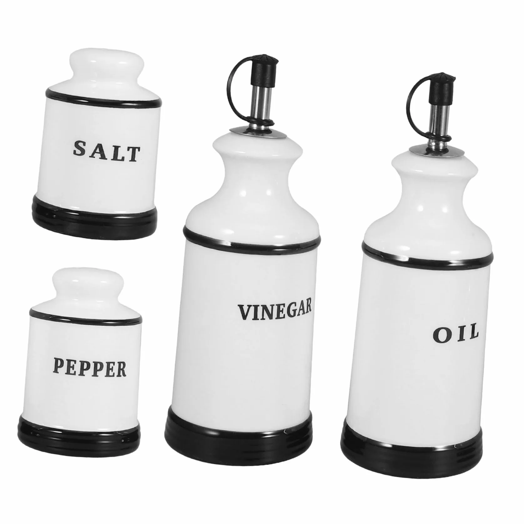Alipis 4 Piezas Tarros de Cerámica para Especias con Dispensador de Vinagre y Aceite Diseño y Elegante para Cocina Moderna Hermético para Conservar para Sal Pimienta y Condimentos