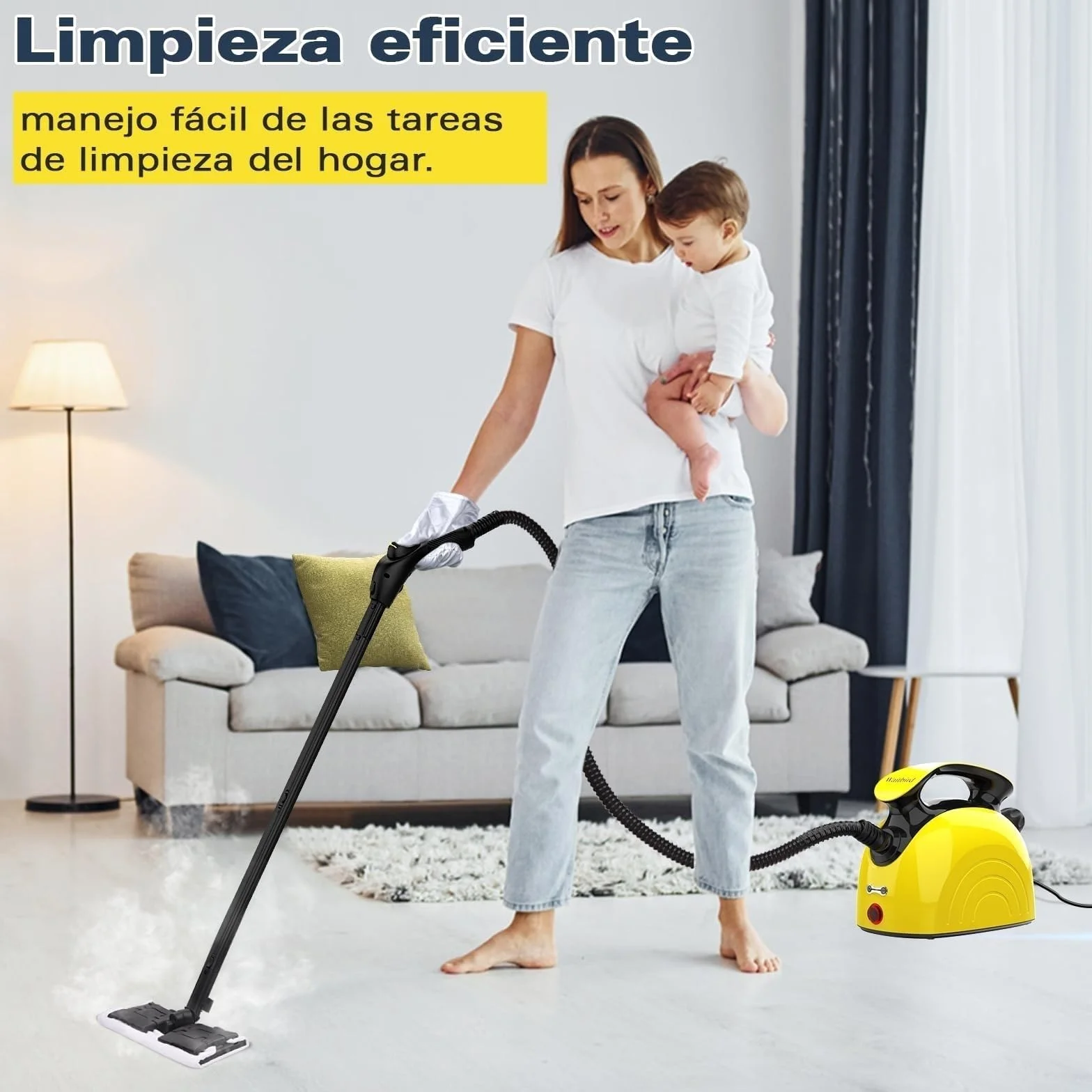 Waitbird Limpiador a vapor 1500W 4,5 bares 120°C 1100 ml 21 accesorios