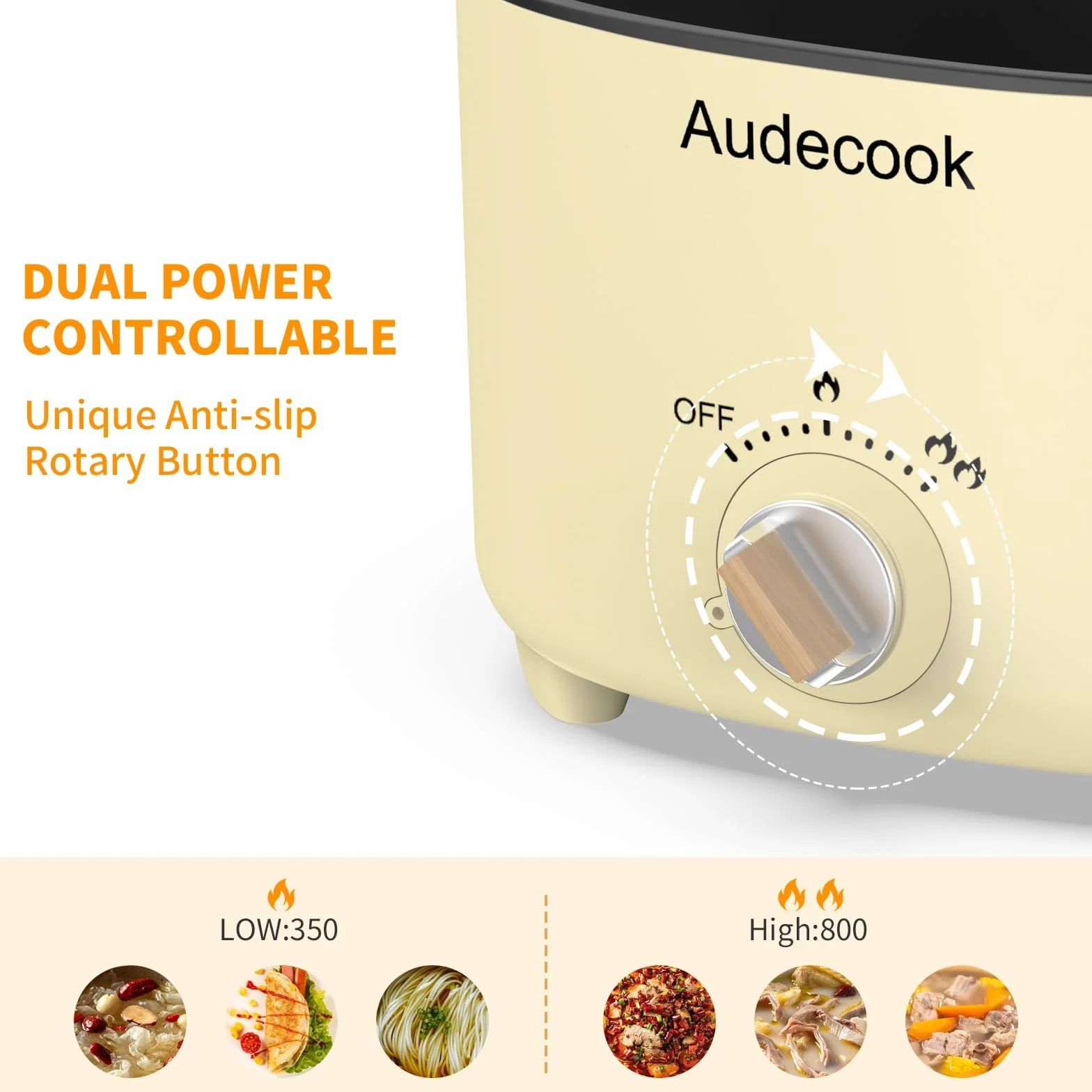 Audecook Olla Eléctrica 2.5L Portátil Mini Antiadherente Multicooker