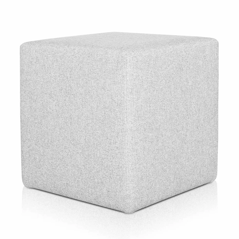 Puff reposapiés Deshome Cubo 43x43x44 cm Tela hidrorrepelente Gris Minerva