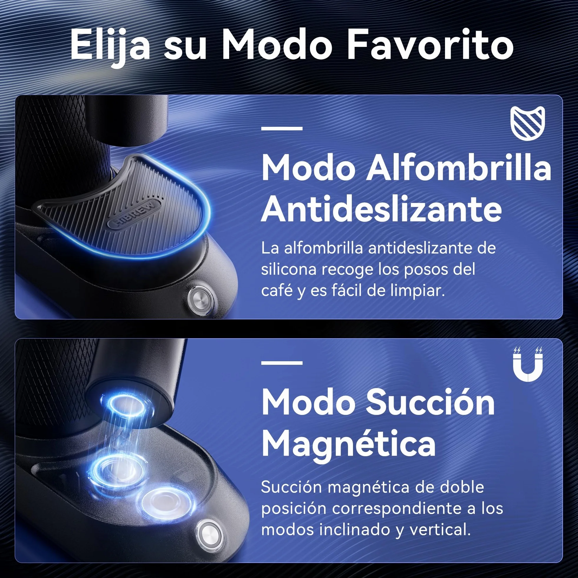 HIBREW Molinillo de Café Cónico, Molinillo de Café Espresso Monodosis con 36 Molidos Ajustables, Capacidad 50g de Granos, Aleación de Aluminio, Apto para Café Espresso/Pour Over/Mocca/Turco/Goteo