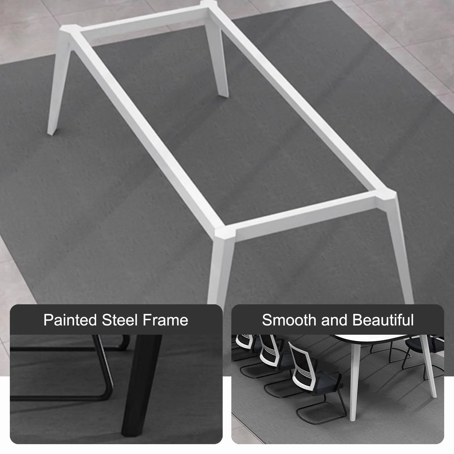 Mesa grande de conferencias de oficina, moderna mesa de seminario, mesa de sala de juntas, mesa de descanso, para oficina con marco de metal fuerte, fácil montaje