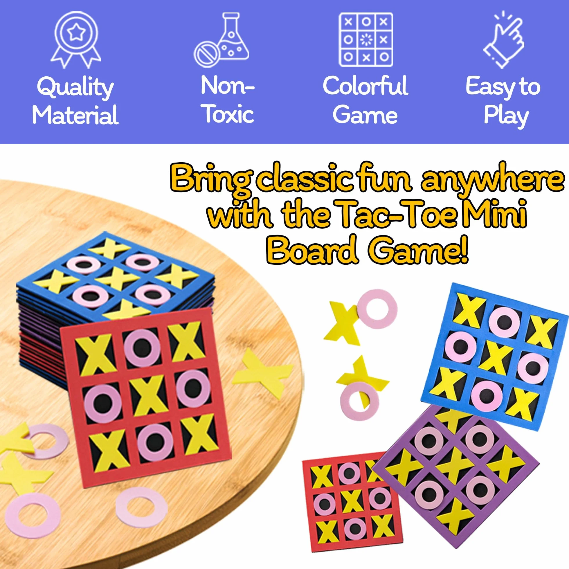 Juego de Tres en Raya Bedwina 24 pzas, Mini Tablero de Espuma 12,7 cm para Niños