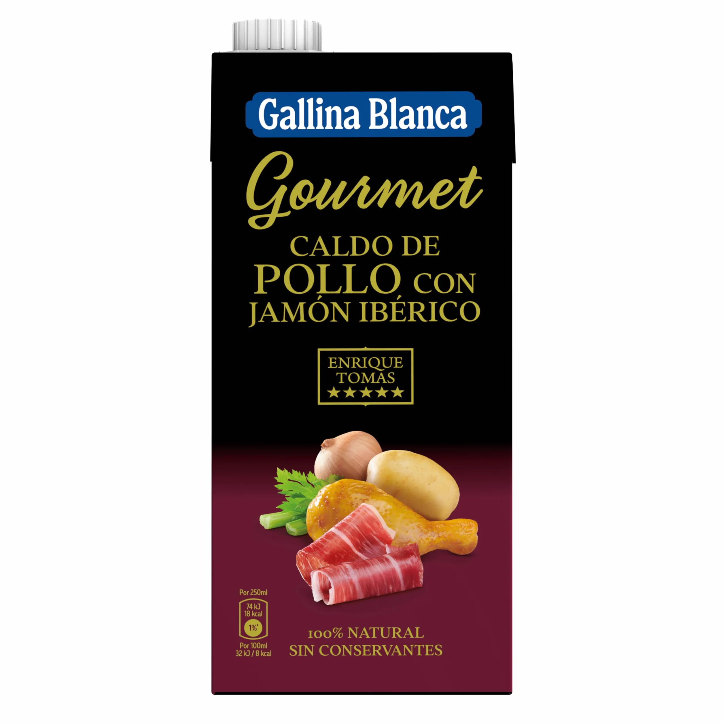 Gallina Blanca Caldo Gourmet de Pollo con Jamón Ibérico Enrique Tomás 1L