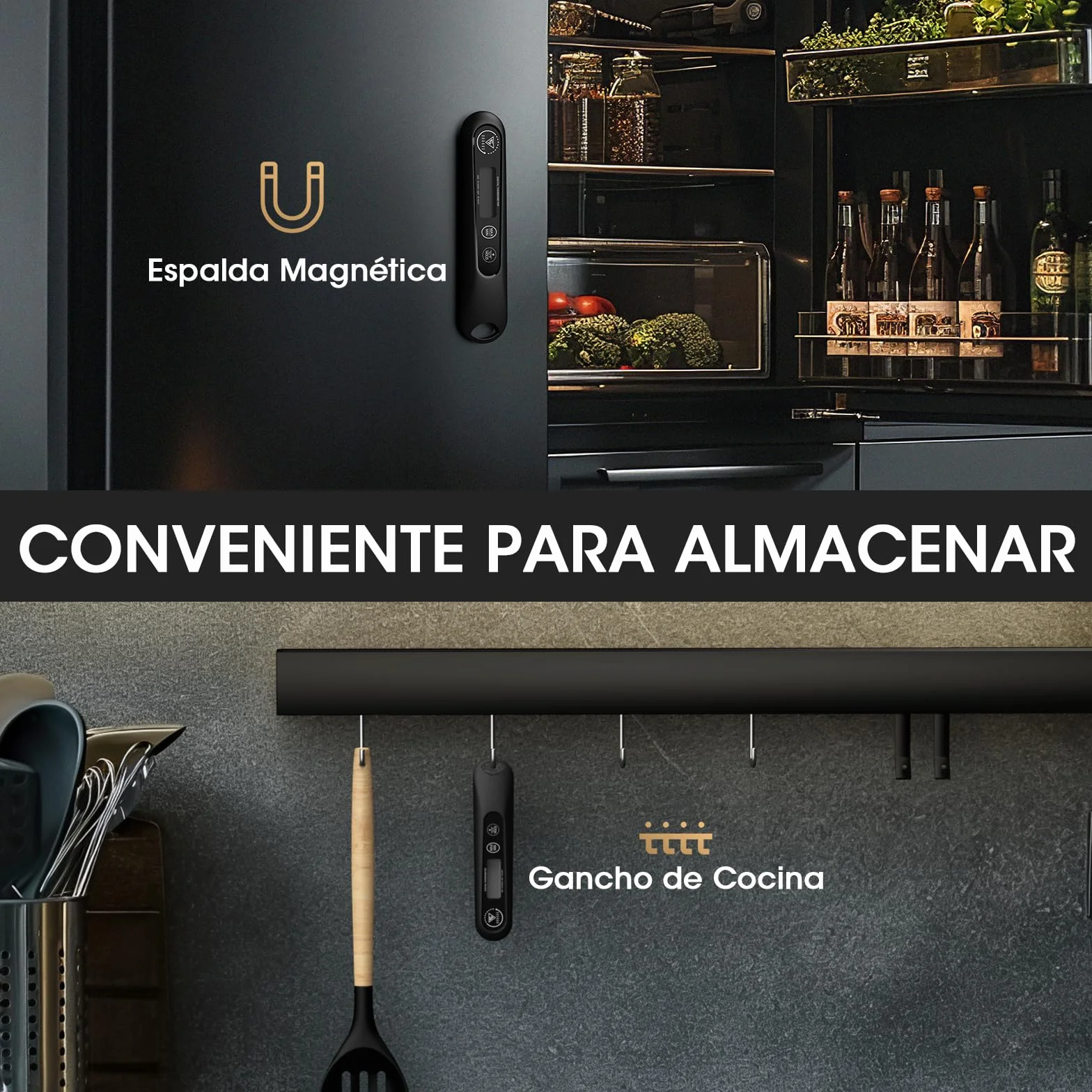 DOQAUS Termometro Cocina Digital de Lectura Instantánea de 3s, Termómetro Alimentos con Plegable Sonda Larga, Termometro Carne con Pantalla LCD para Carne, BBQ, Comida, Liquidos, Aceite, Agua