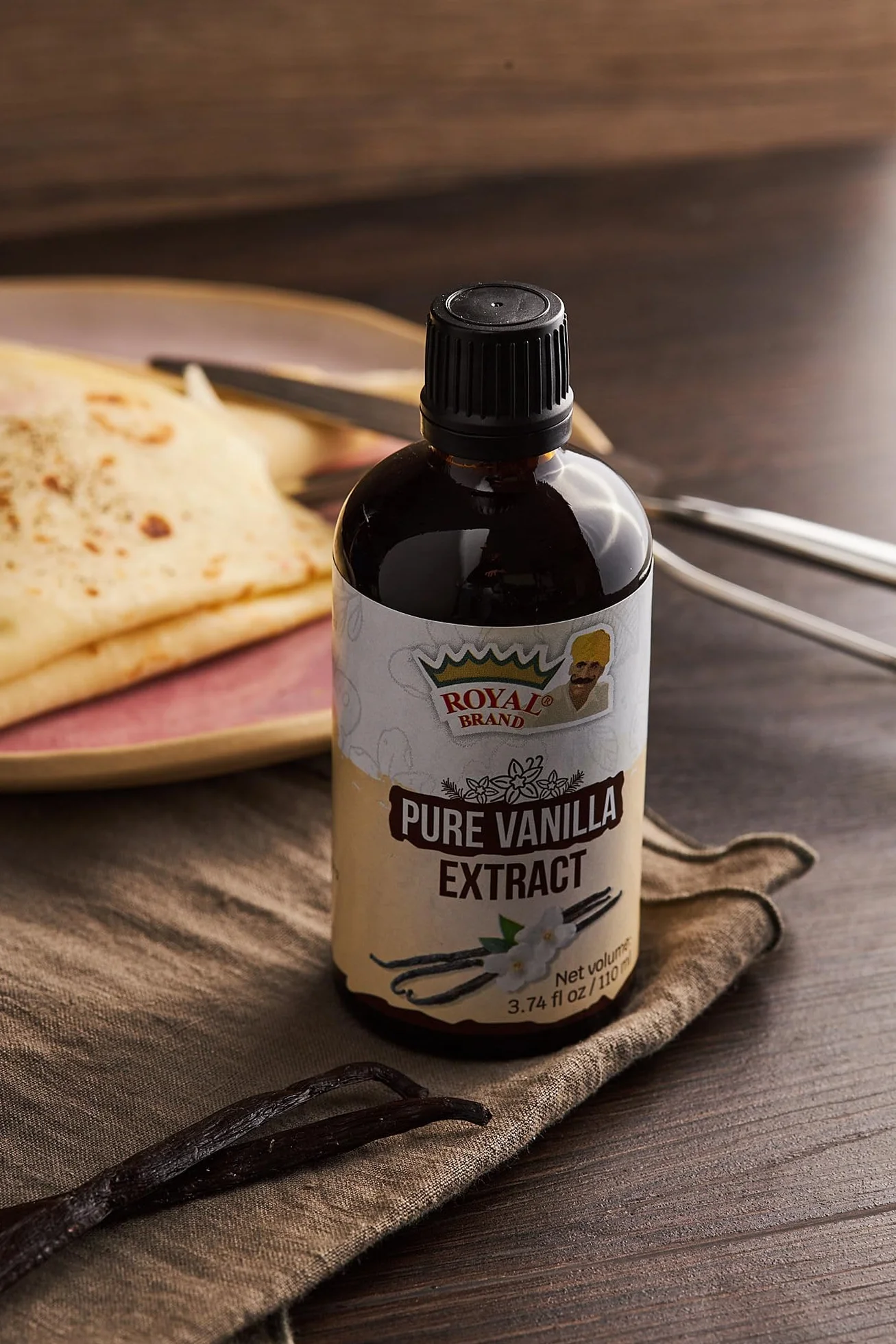 Royal Brand Extracto de Vainilla Puro 110 ml Botella de Vidrio Sin Azúcar