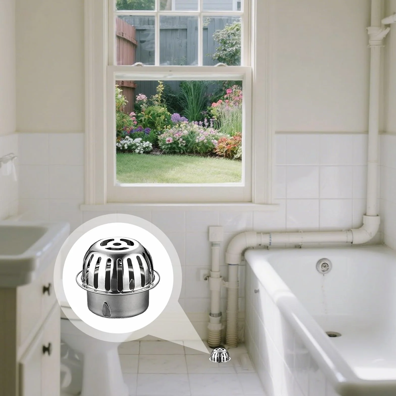 Cubierta De Drenaje para Exteriores | Rejilla para Sumideros Y Desagües De Suelo - Rejilla Cúpula Antiatascos Acero Inoxidable para Baño Jardín Sótano