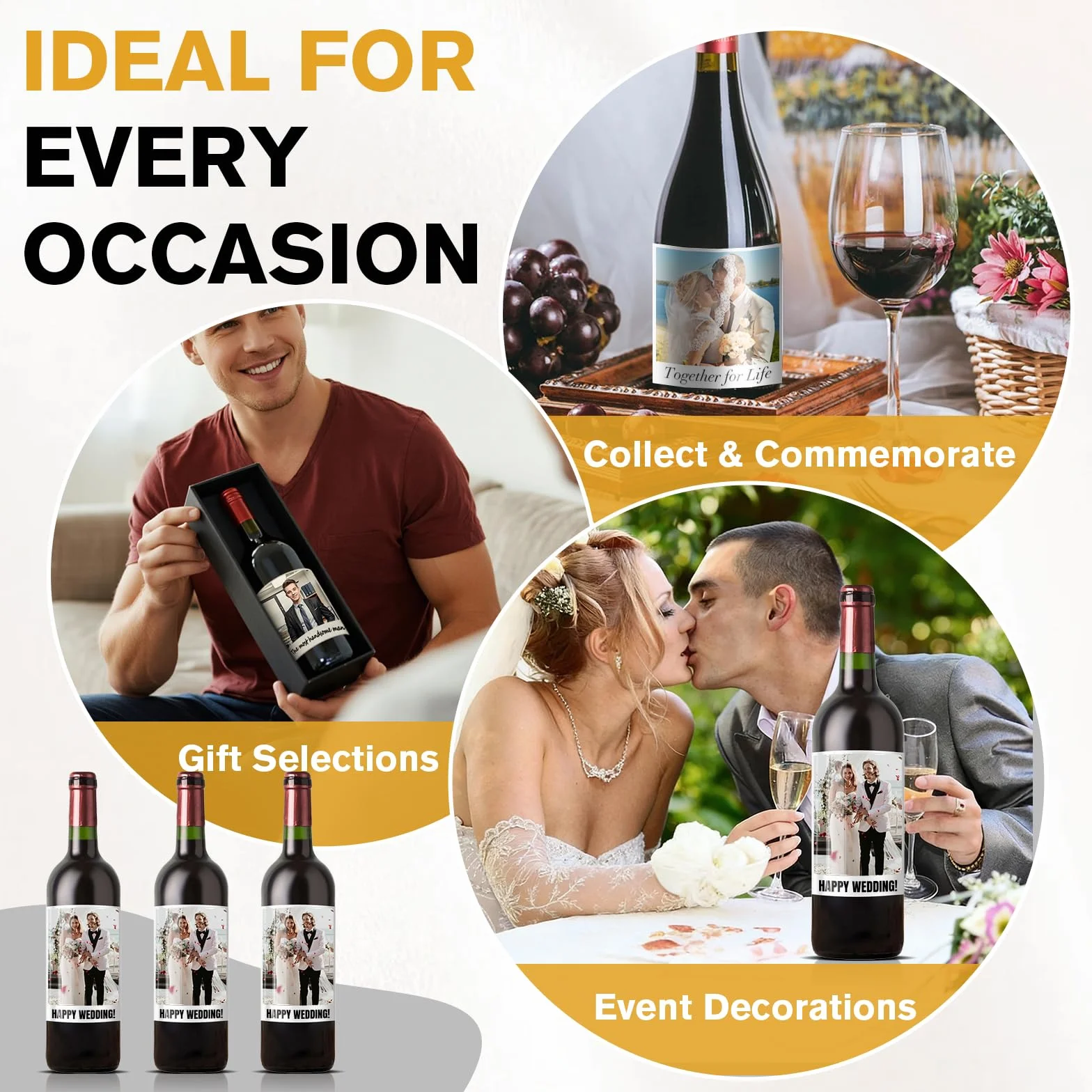 Etiquetas personalizadas para vino, pegatinas de vinilo impermeable pack 16 unidades
