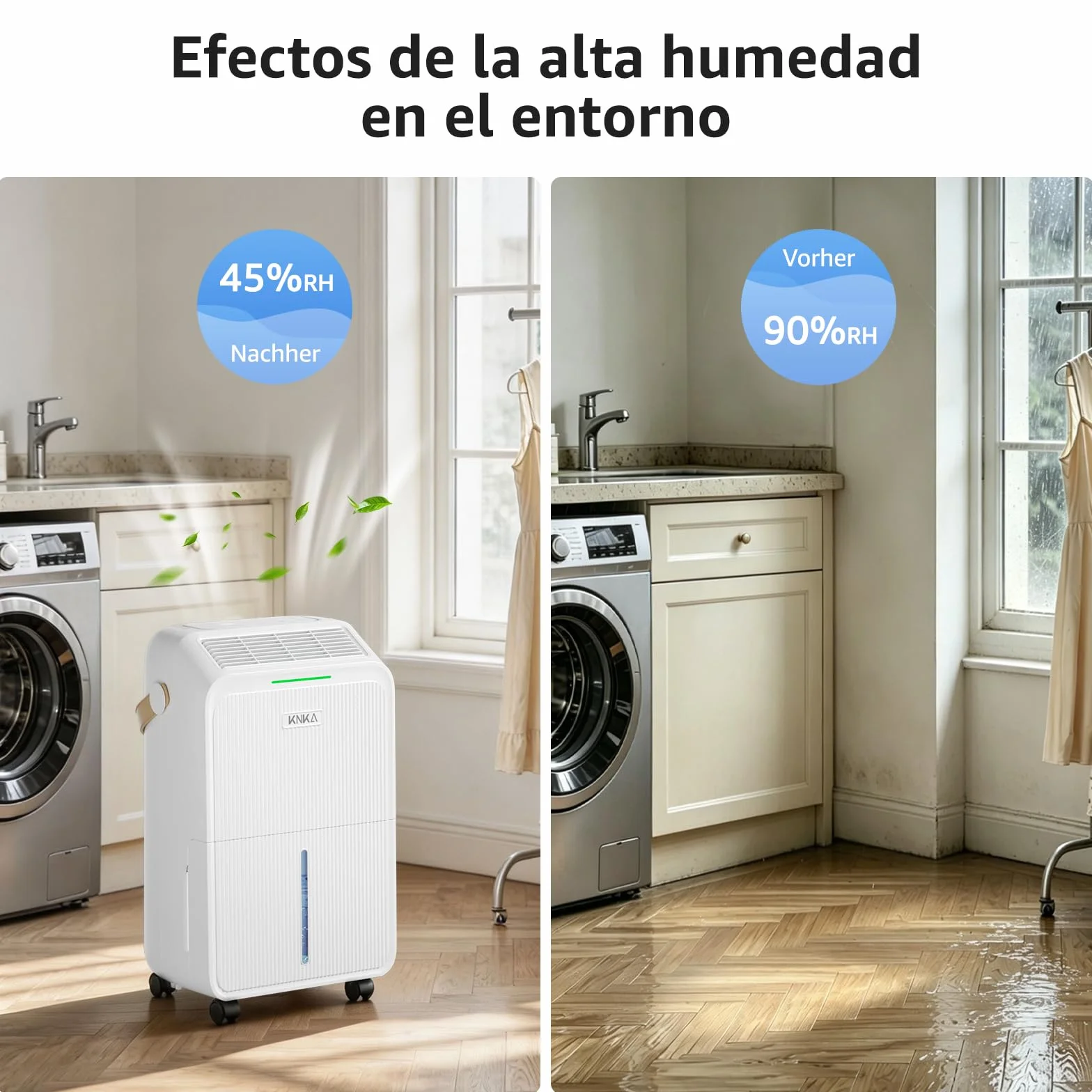 Deshumidificador, 16L/Día, Deshumificadores de Humedad Silencioso, Resultados En 30 Min, Consumo De Energía Reducido En Un 30%,Indicador De Humedad,Descongelación Automática,4 Modos,80m³ (Aprox. 32㎡)