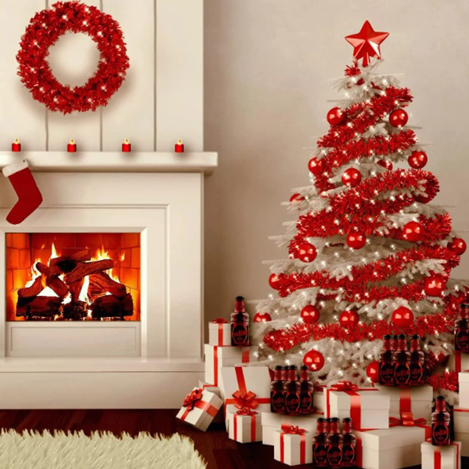 Kalamakala Guirnalda de Oropel Navidad, 4pcs Espumillon Arbol Navidad, Espumillón de Navidads, Oropel Navidads, Espumillons Decoración para Fiesta Árbol de Navidada