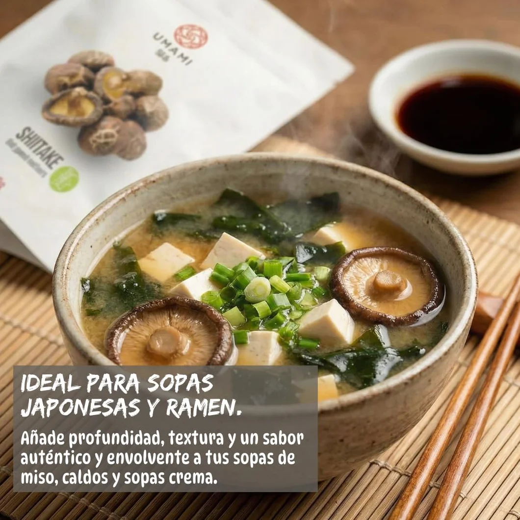 Umami Setas Shiitake BIO Japonesas 50g Secadas Naturalmente Origen Kyushu Japón Calidad Premium para Ramen Sopas Risottos 100% Natural