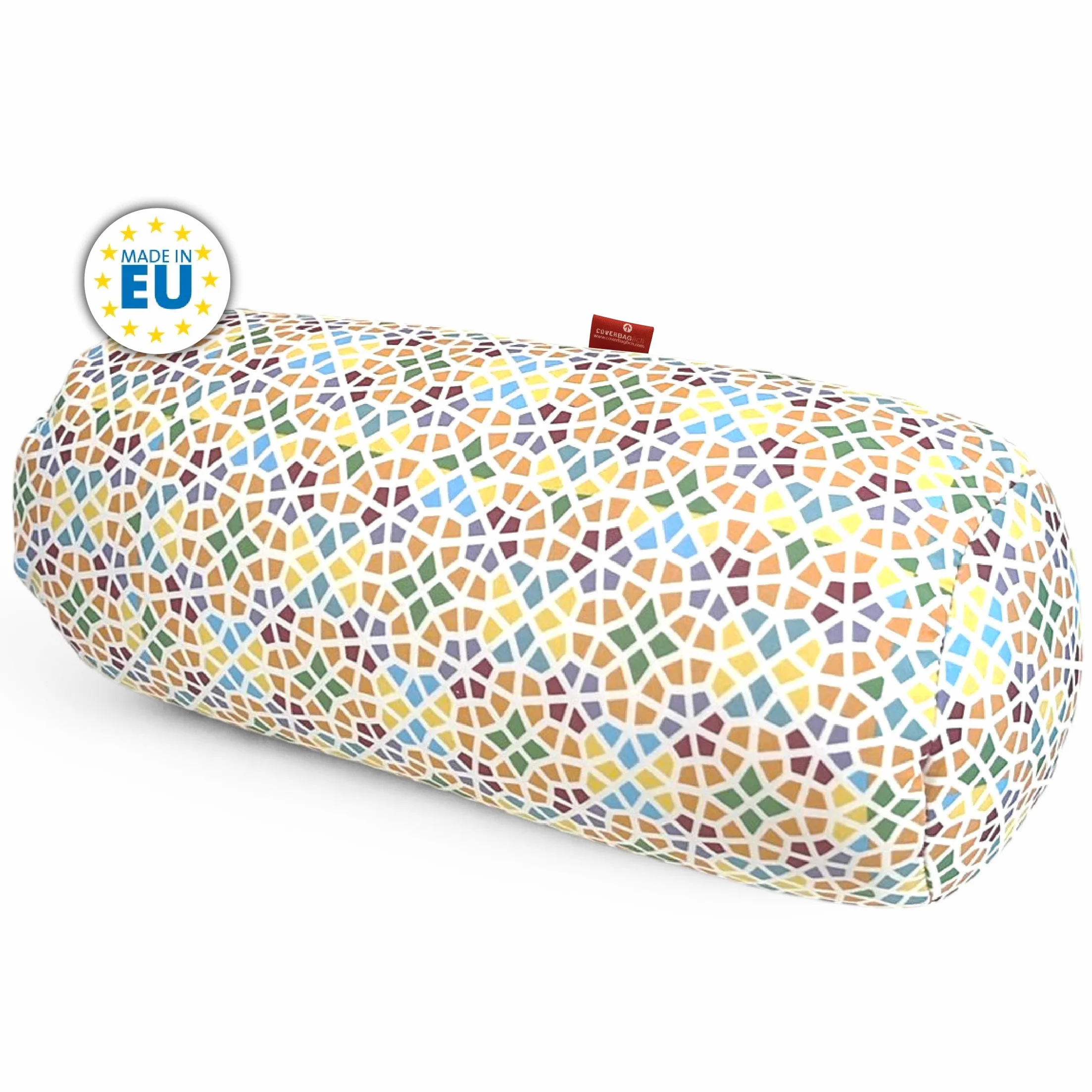 Cojín Redondo Anti-Estrés Relax 35x15 cm Alivio Cervicales Lumbares Relleno Bolitas Lycra Lavable