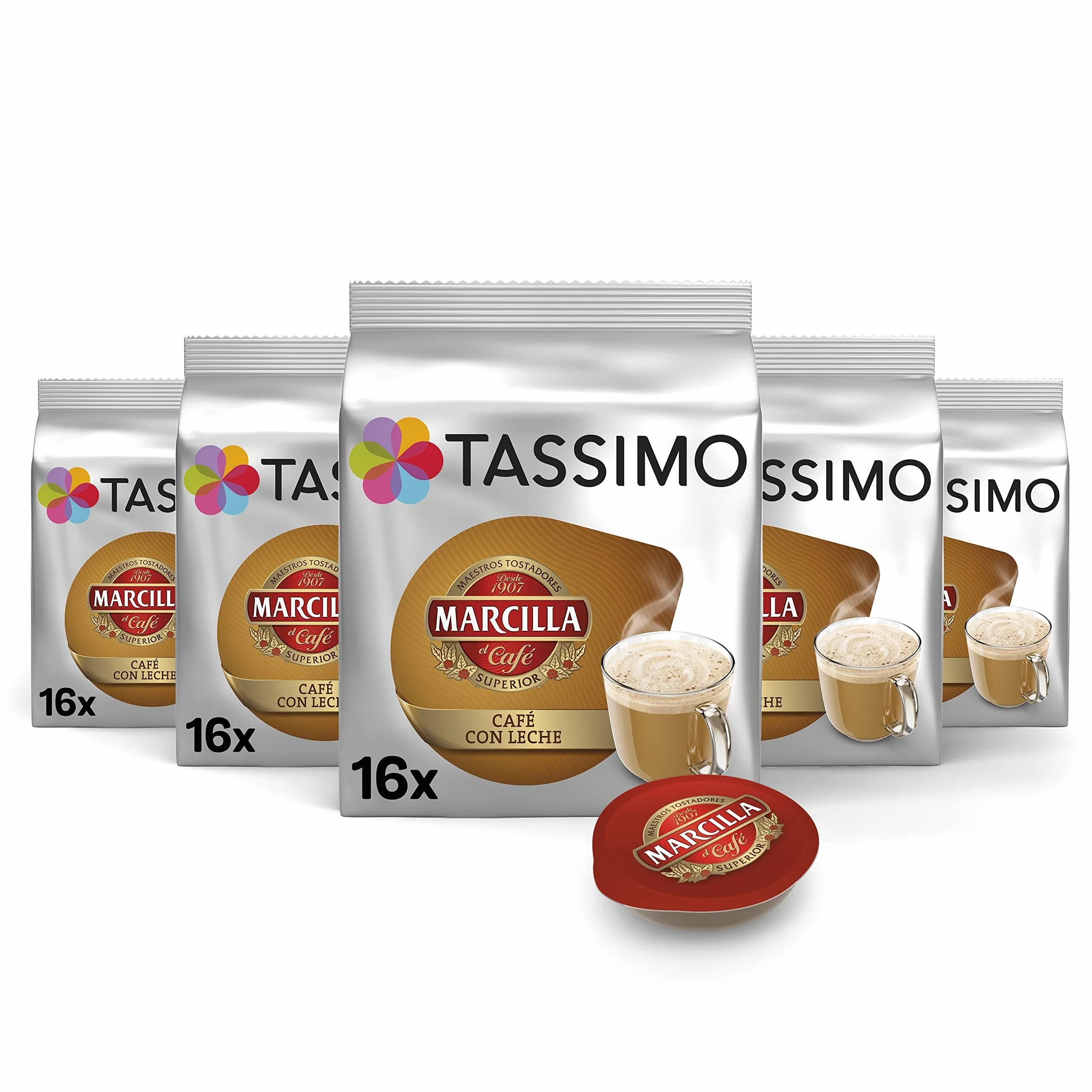 Marcilla Cápsulas de Café Con Leche 80 Cápsulas Compatibles Tassimo