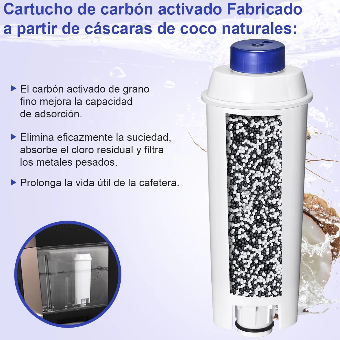Filswa Filtro Para Cafeteras Delonghi ECAM Dinamica Cappuccino System Magnifica ETAM Autentica Esam