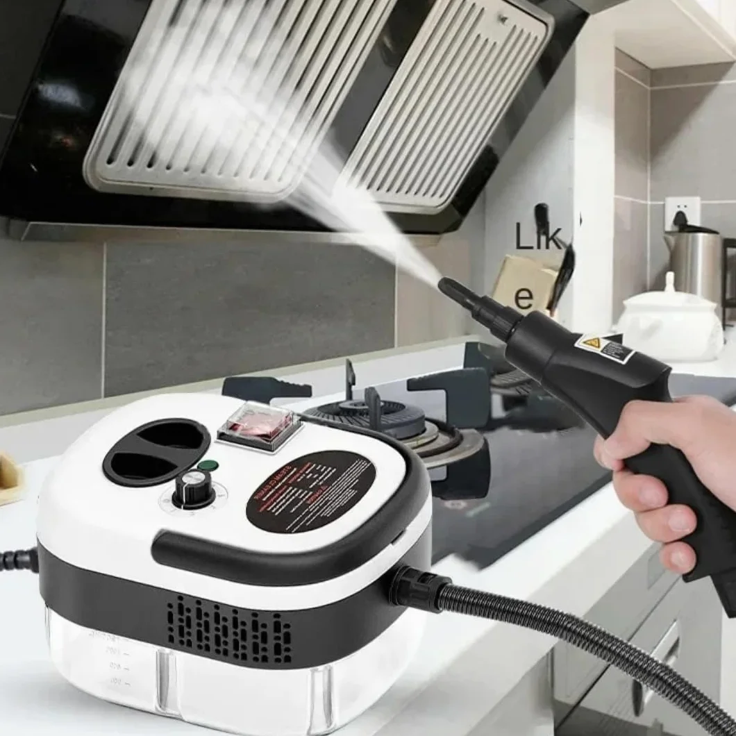 Limpiador a vapor portátil 2500W de alta temperatura y presión para aire acondicionado, campana cocina, coche, pisos (Blanco)