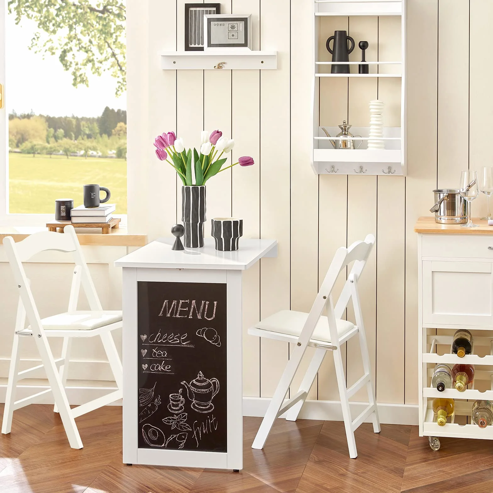 SoBuy Mesa Plegable Murale con Hoja Abatible Extensible 50x75x76cm Blanco