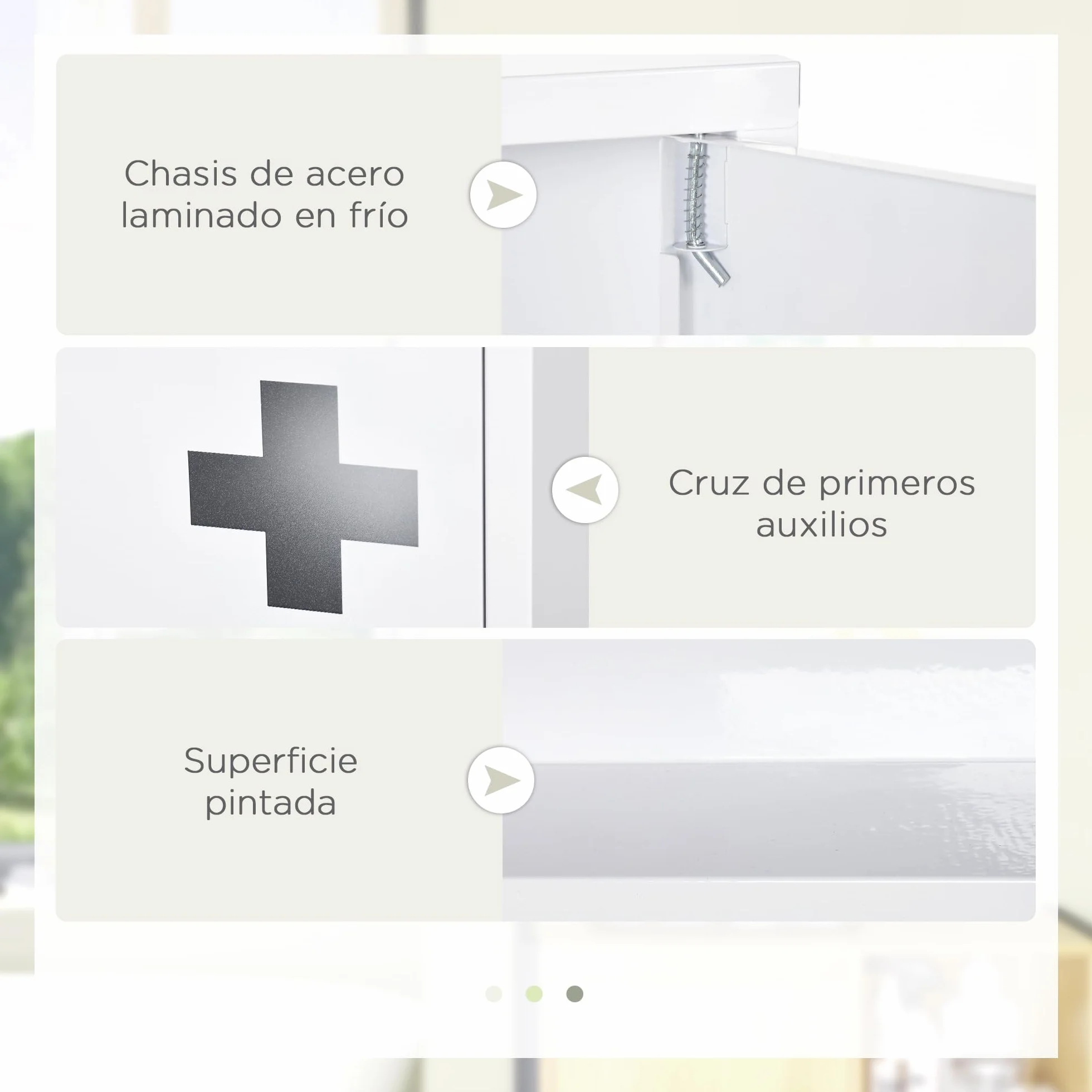 kleankin Botiquín de Pared de Acero 3 Niveles con Puerta Magnética 30x12x60 cm Blanco