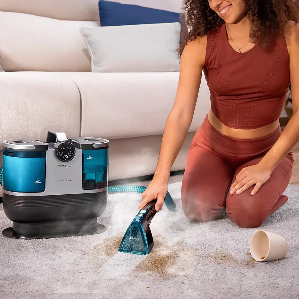 Cecotec Limpiatapicerías Conga 7000 Carpet&Spot Clean Steam XXL Pro. 1700W, Función 3 en 1, Limpieza con Vapor y Agua Caliente, Radio de 9 Metros, 15 Accesorios, Limpiacristales, Autolimpieza