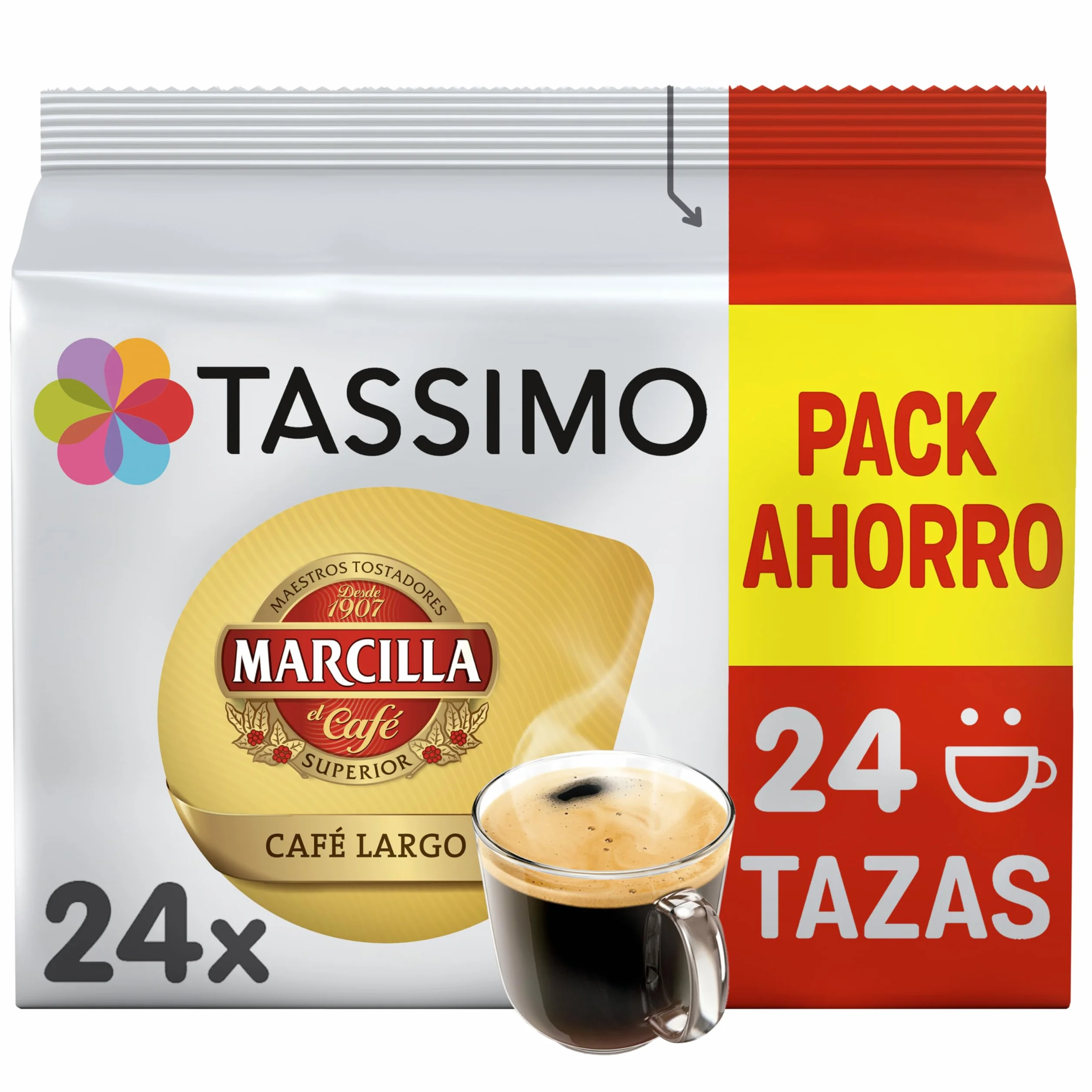 Marcilla Cápsulas de Café Largo Intensidad 10 Compatibles Tassimo 24 ud.