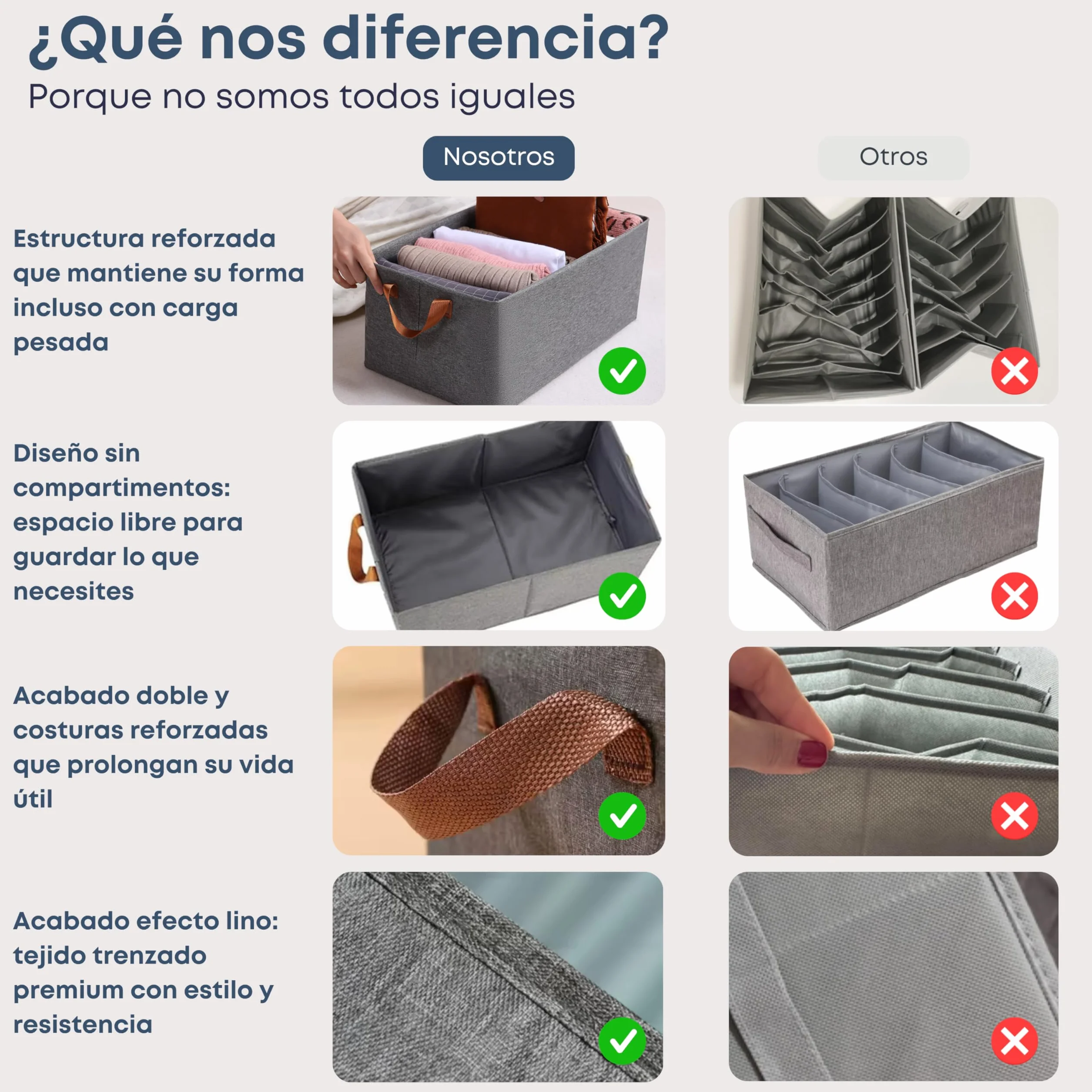 Cajas Organizadoras XL 46x28x20cm Organizador Armario Ropa 3ud