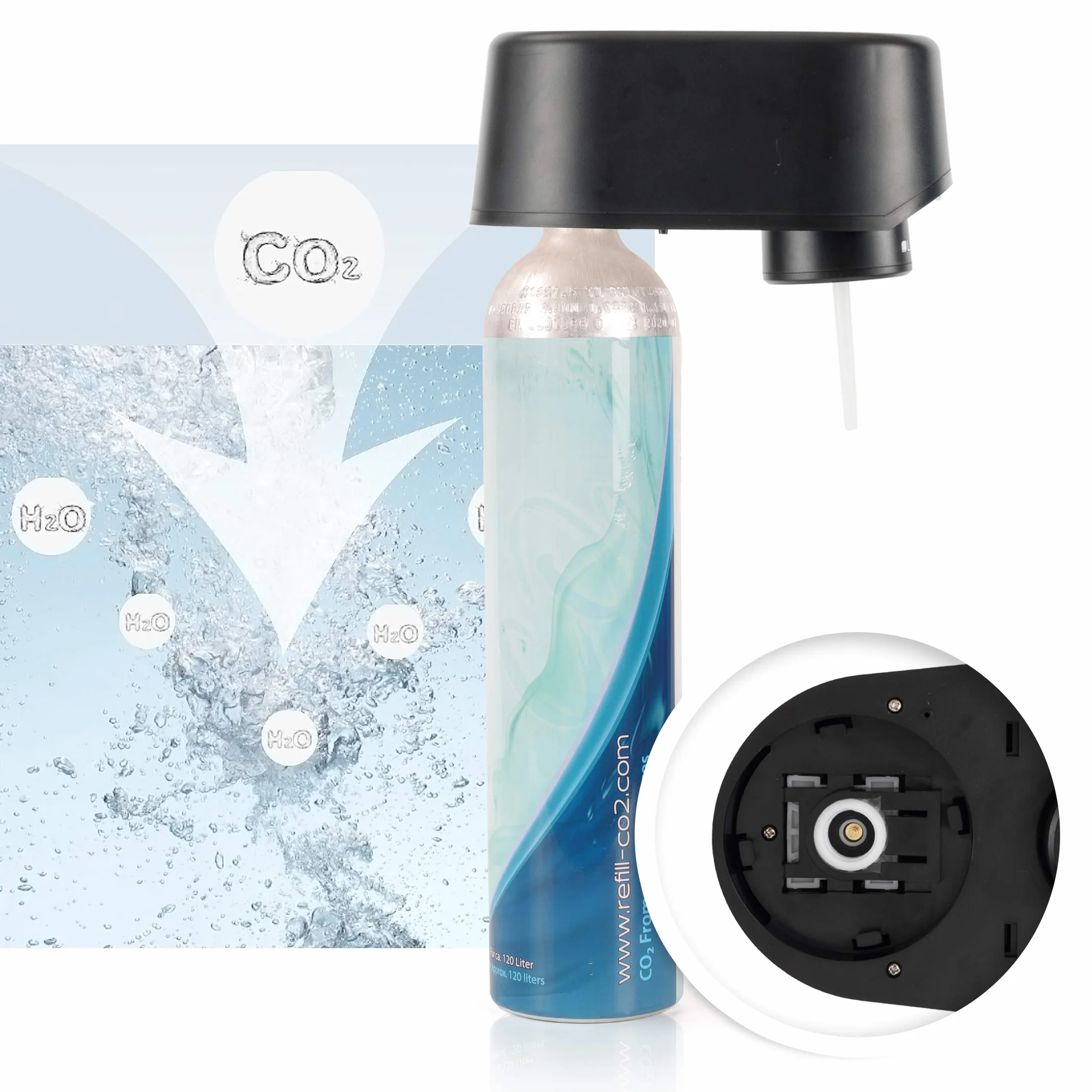 Levivo Cilindro de CO2 XXL 1,2 l para hasta 120 l de agua con gas, Azul, Medium