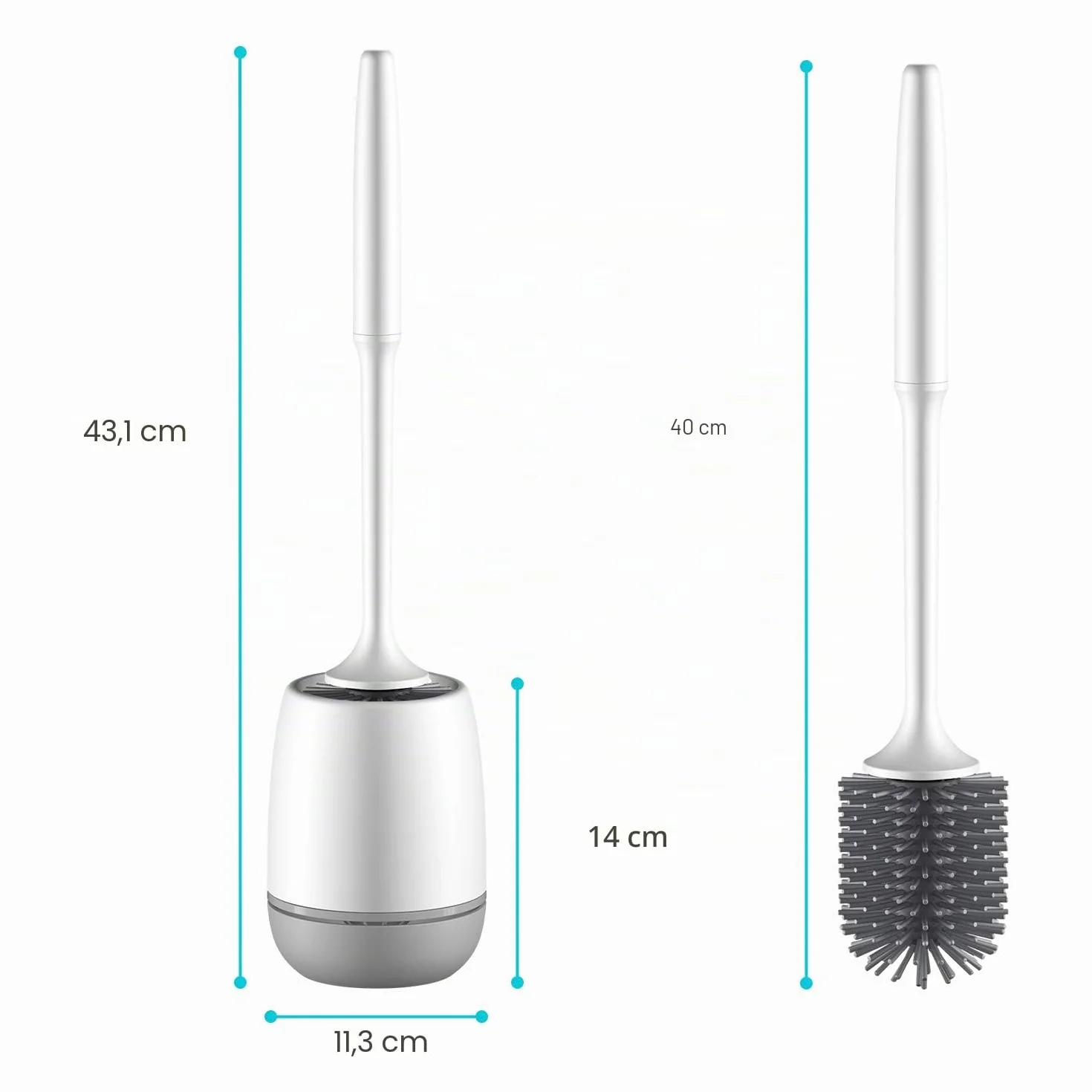 EWEIMA Escobilla WC Silicona Secado Rápido Montaje Suelo Pared Gris