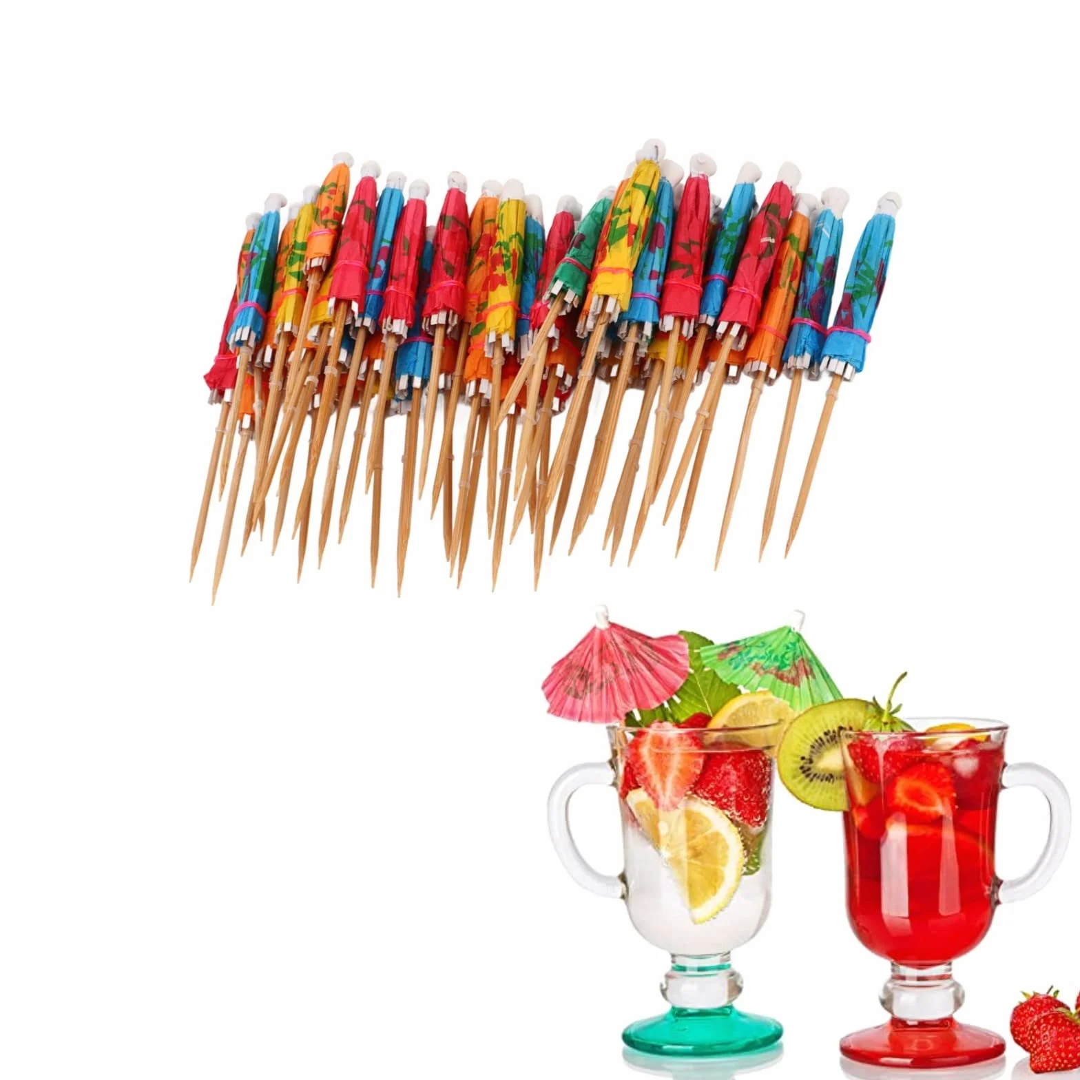 200 Unids Elegante Paraguas Para Bebidas Paraguas Para Bebidas Palillos De Dientes Paraguas De Cóctel Paraguas Para Bebidas De Bambú, Paraguas De Cóctel Copas De Café IrlandésBar, Cóctel Y Copas De