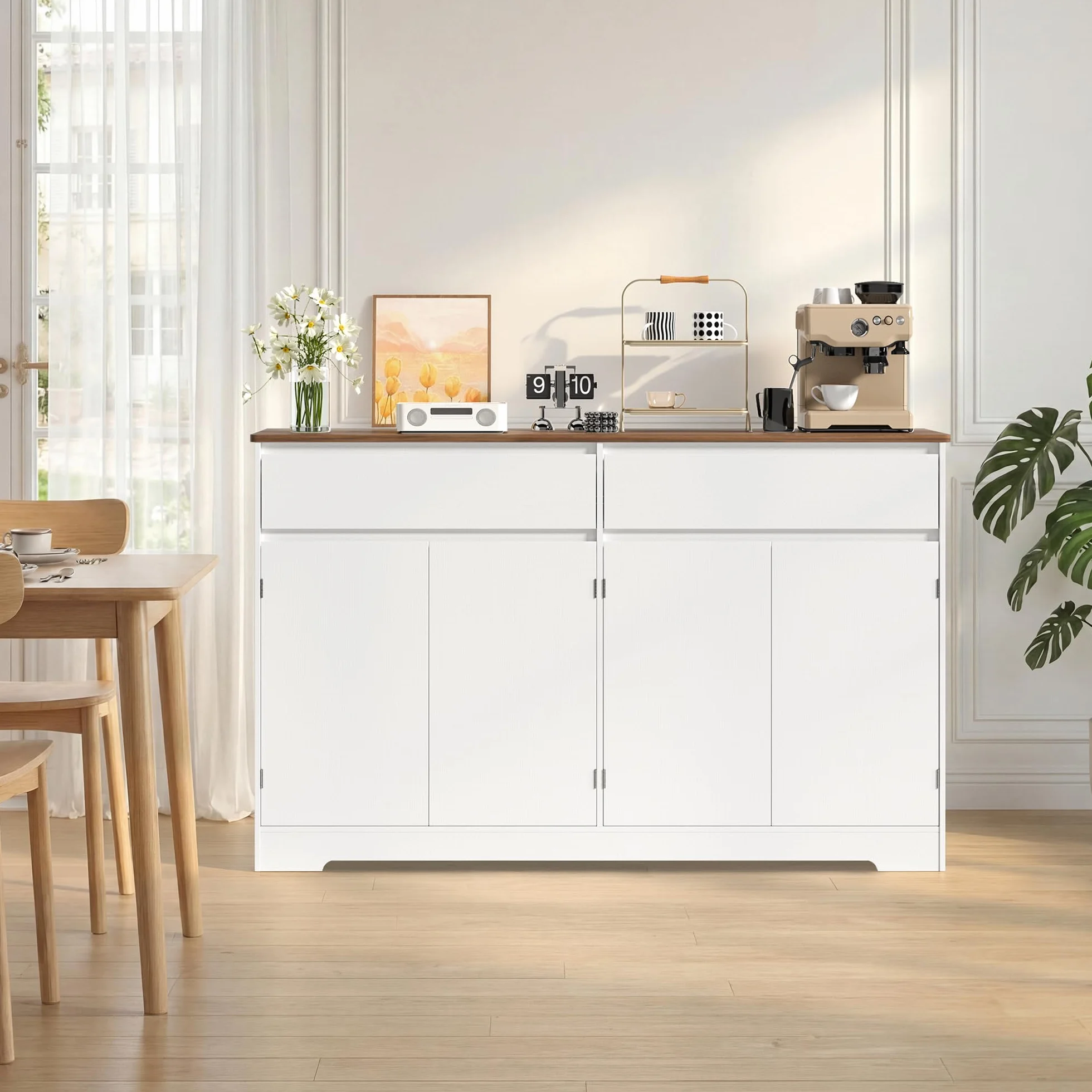 Xbro Aparador de Cocina, Mueble Auxiliar de Almacenaje con Cajón, para Cocina, Salón y Comedor, de Estilo Moderno, 140×40×89 cm
