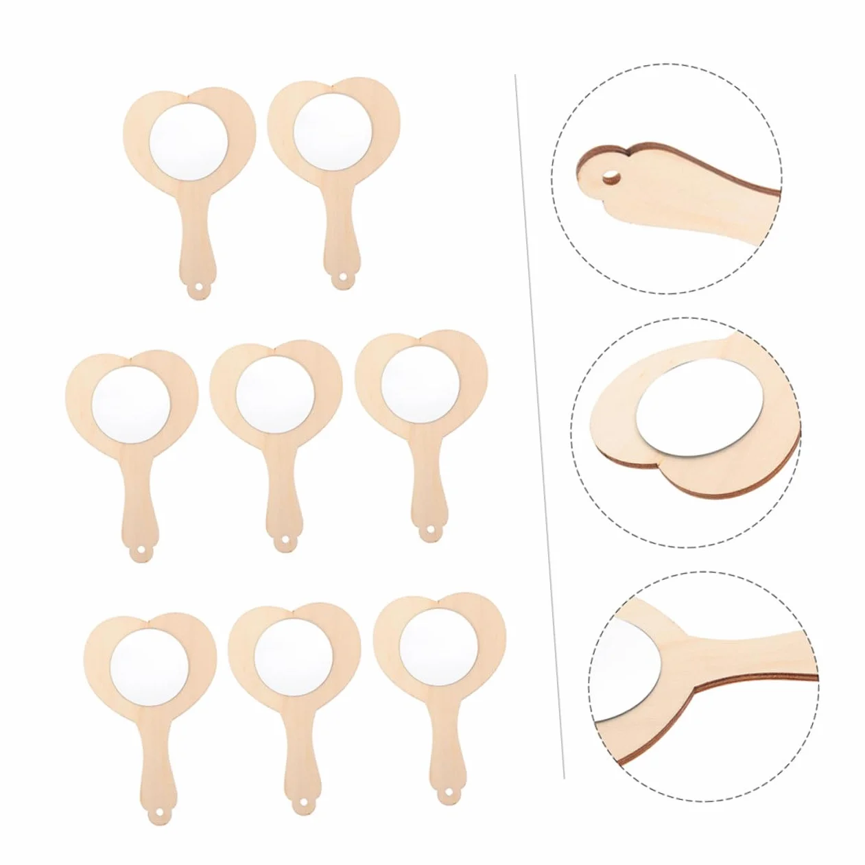 BESTonZON 8 Espejos de Madera en Forma de Niños, Mini Espejo sin Terminar para DIY, Material Madera y Vidrio, Adecuado para Mesa de Tocador y Manualidades
