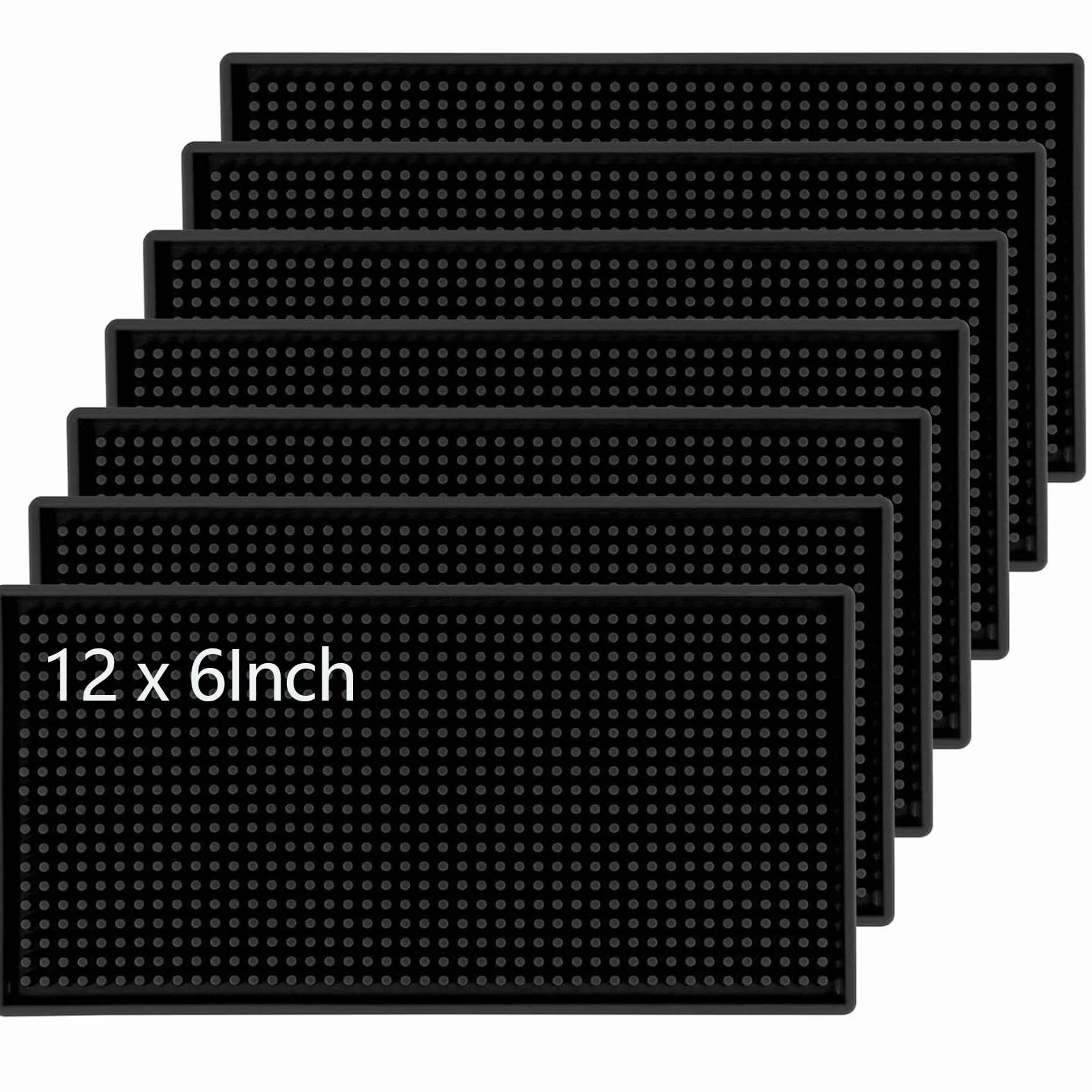 HOZEON Paquete de 7 alfombrillas de goma de 12 x 6 pulgadas, alfombrillas de goma antideslizantes, alfombrillas de barra negras gruesas para encimera, bar, cocina, restaurante, camarero, hotel