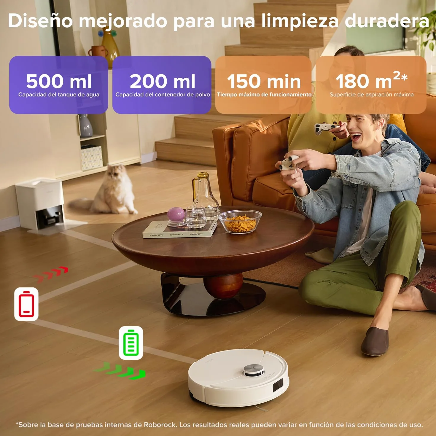 Roborock Q10 S5+ Set Robot Aspirador y Fregasuelo 2 en 1 10000 Pa Doble Sistema Antienredos Obstacle Avoidance 7 Weeks Self-Emptying Navegación PreciSense LiDAR Control por App Blanco