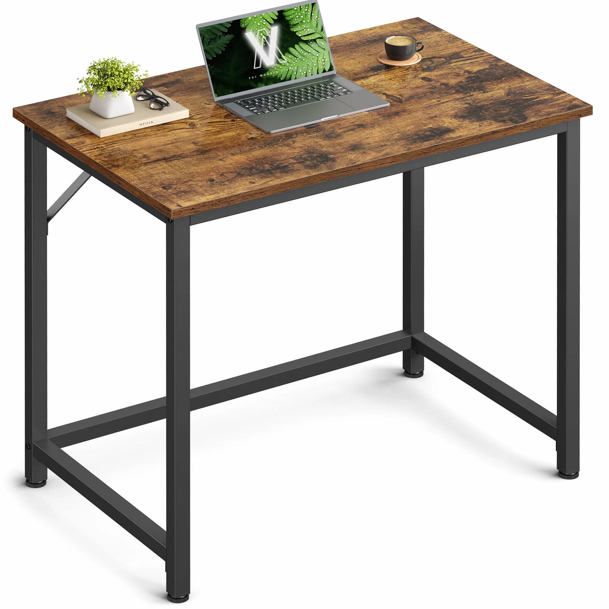 VASAGLE Escritorio Mesa Oficina 50x80x76 cm Industrial Marrón Rústico Negro