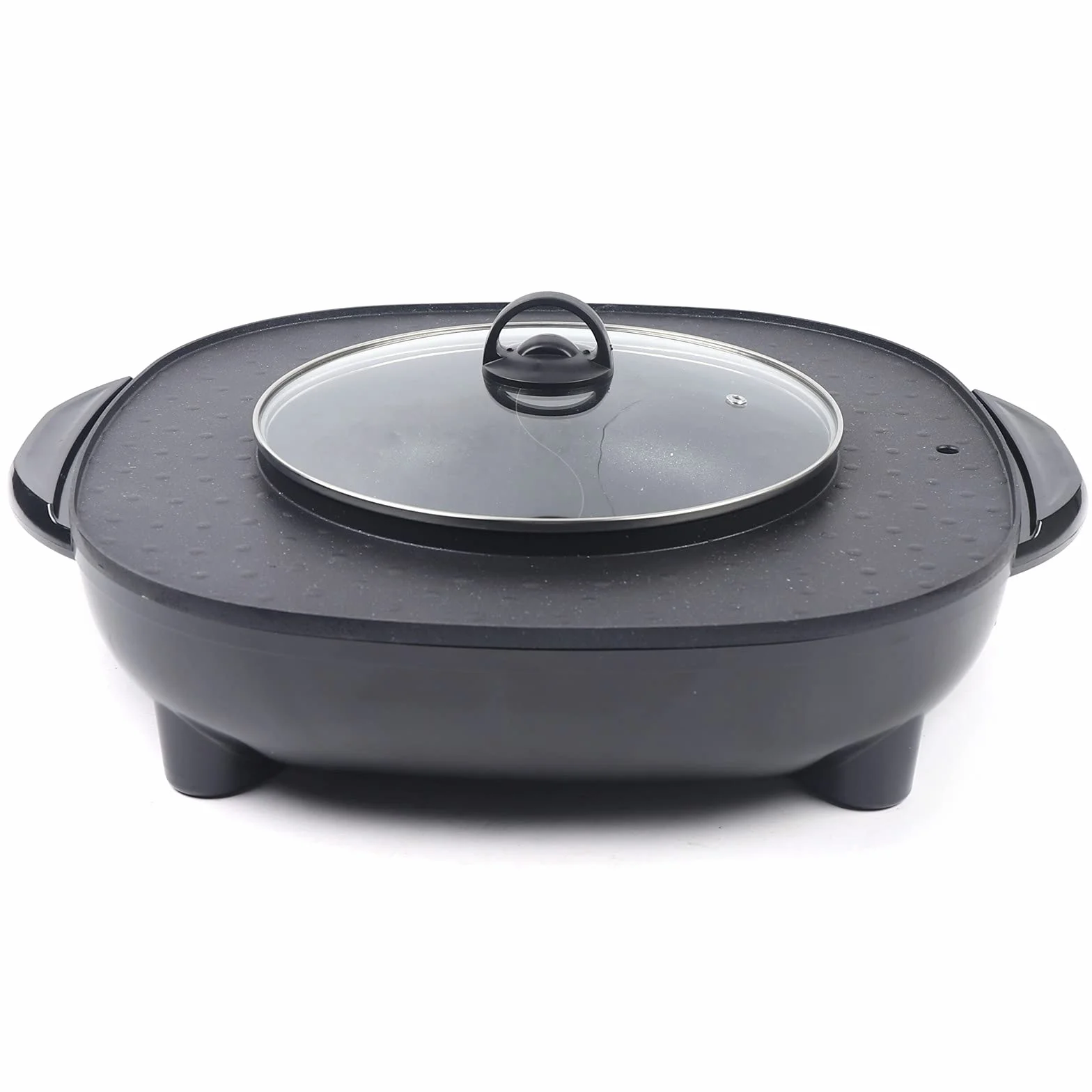 Hotpot y Parrilla 2 en 1, Olla Caliente Multifunción Barbacoa de Mesa Antiadherente Sin Humo Ajustable