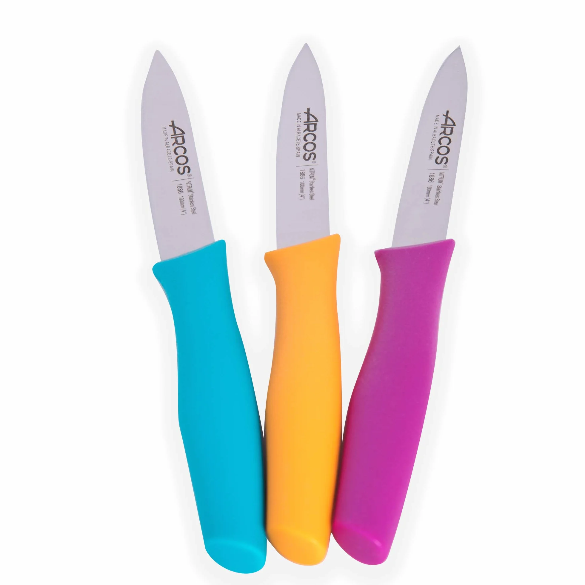 Arcos Serie Nova Cuchillo para pelar Acero Inoxidable NITRUM 3 colores Fucsia Turquesa Amarillo
