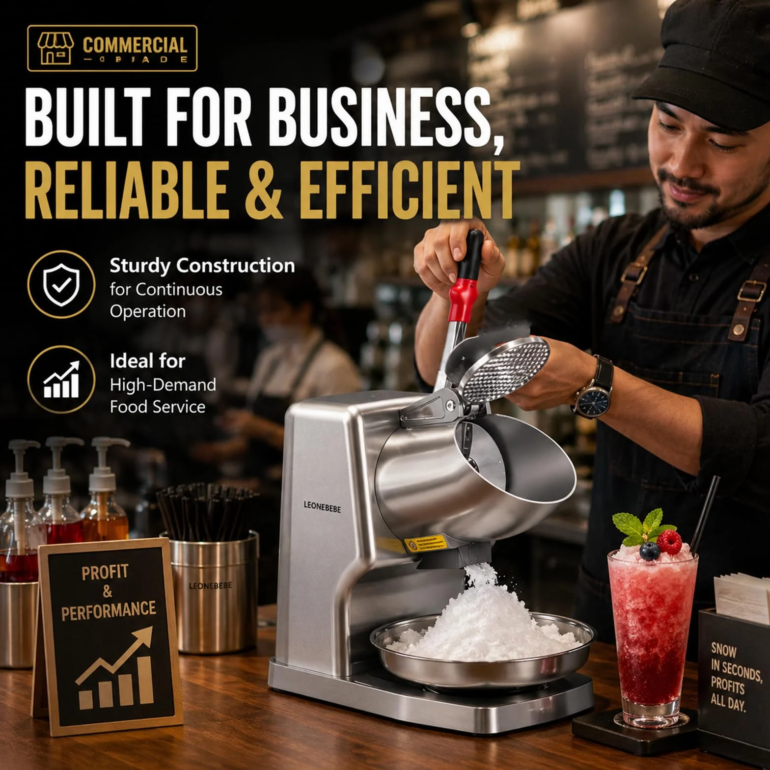 Picadores de hielo eléctricos, máquina para hacer conos de nieve para uso doméstico y comercial, mejora la salida de hielo de 16cm pulgadas de altura, cuchillas dobles, 65kg/h, 300 W/2000 RPM, plata