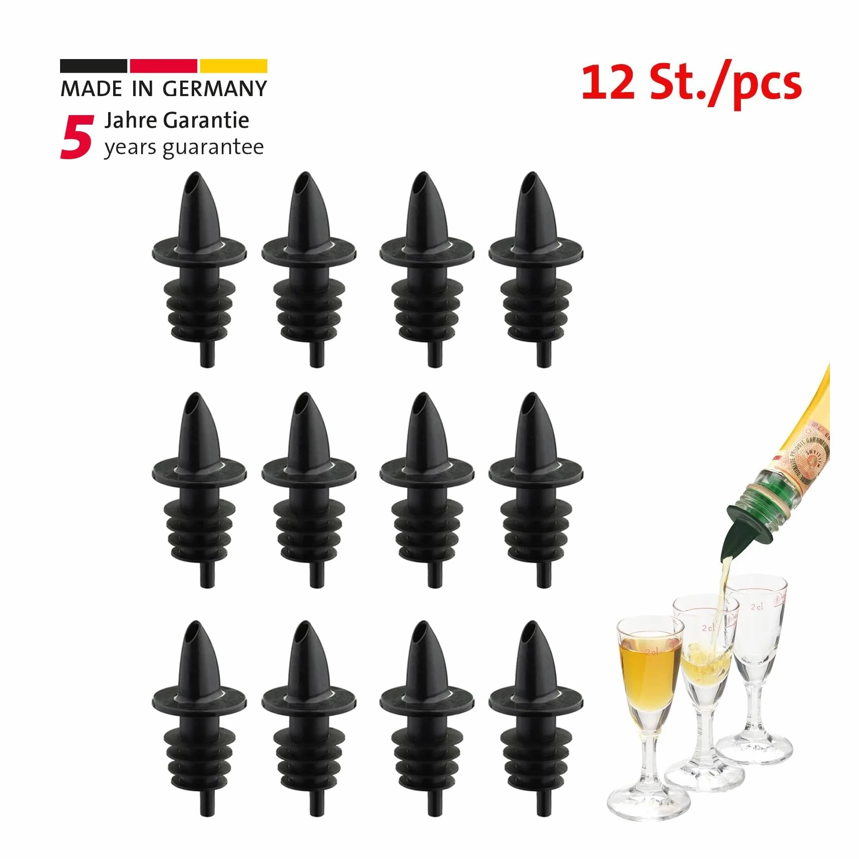 Westmark Vertedor de licor Dispensador con tubo de aire Boquilla de plástico Jet-Pour Negro 411020ES