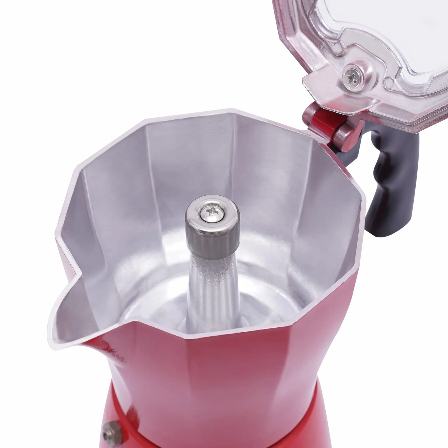 Cafetera de espresso eléctrica 480W 300ML para 6 tazas, rojo
