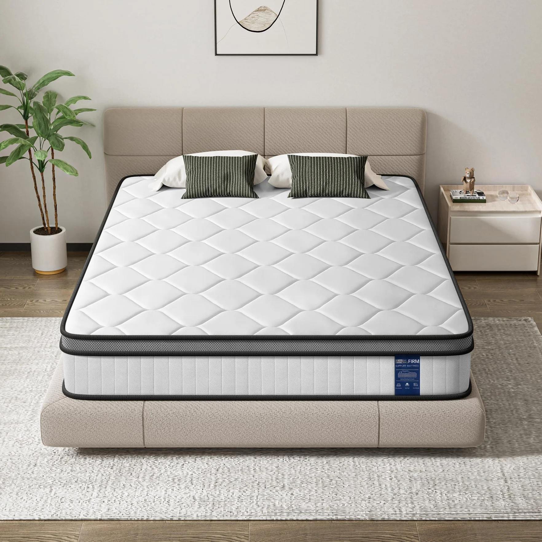 BedStory Colchón Híbrido 135x190 cm para Dos Personas, Muelles Ensacados, Altura 31 cm, Ergonomico + Alta Transpirabilidad